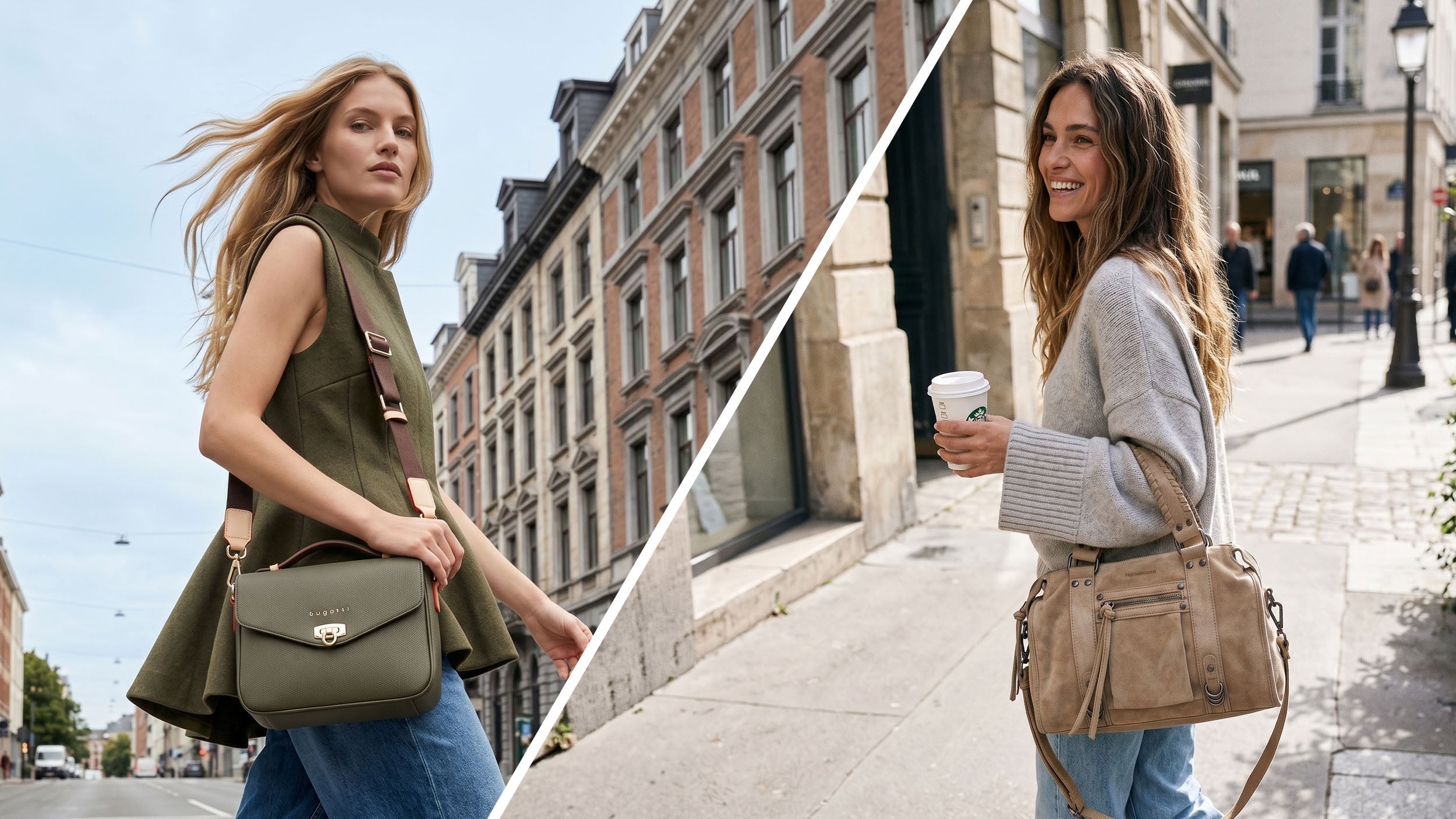 Leather Bag vs Faux Leather Bag Model Images