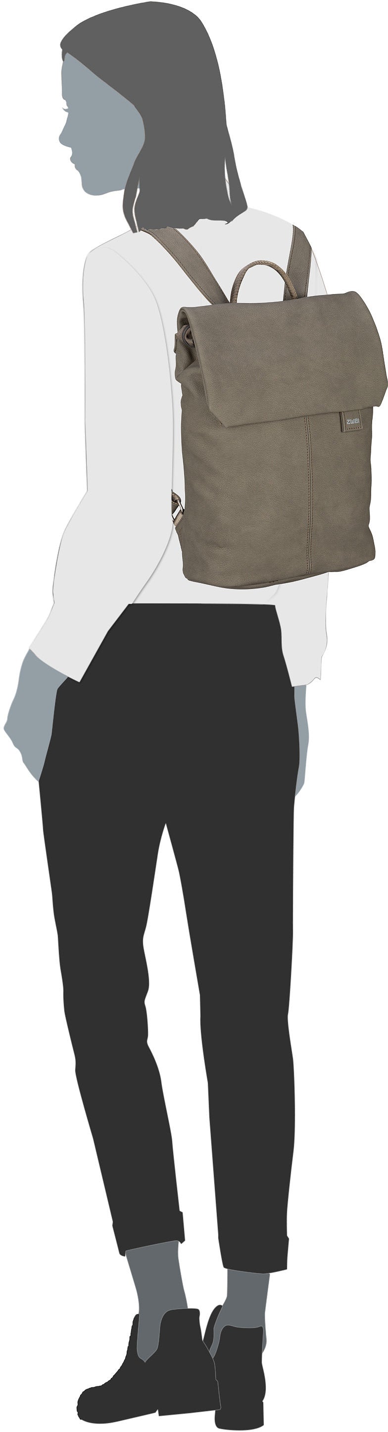 zwei Mademoiselle MR13 Cord/Mocca Zaino – Vista Silhouette