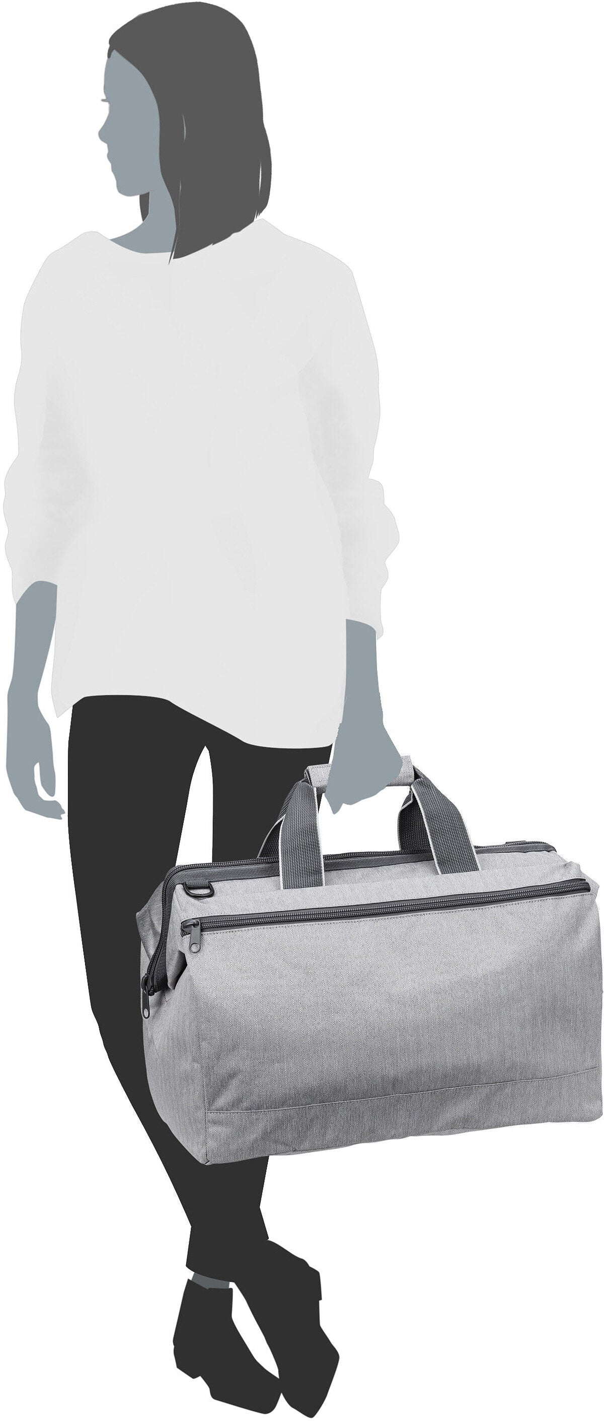 reisenthel allrounder L pocket Herringbone Grey Weekender – Vista Silhouette