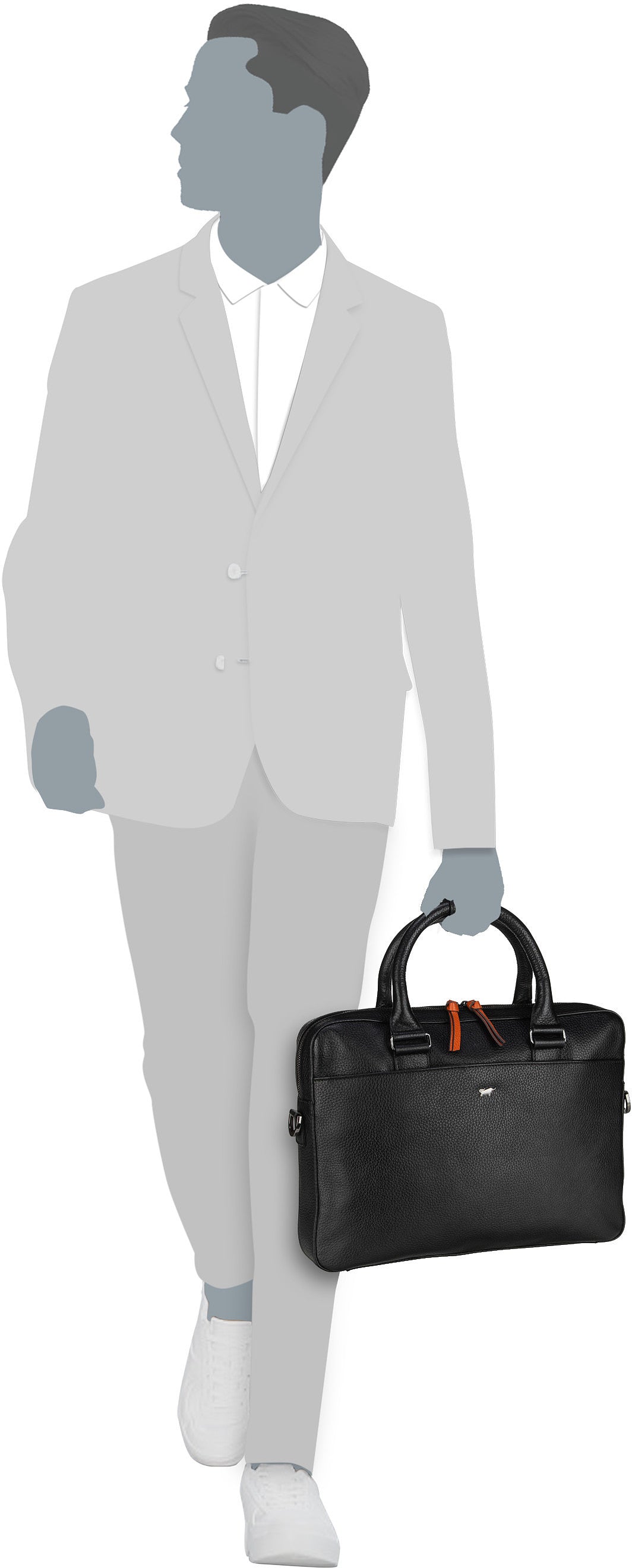 Braun Büffel Novara 26365 Choco Mallette – Vue Silhouette