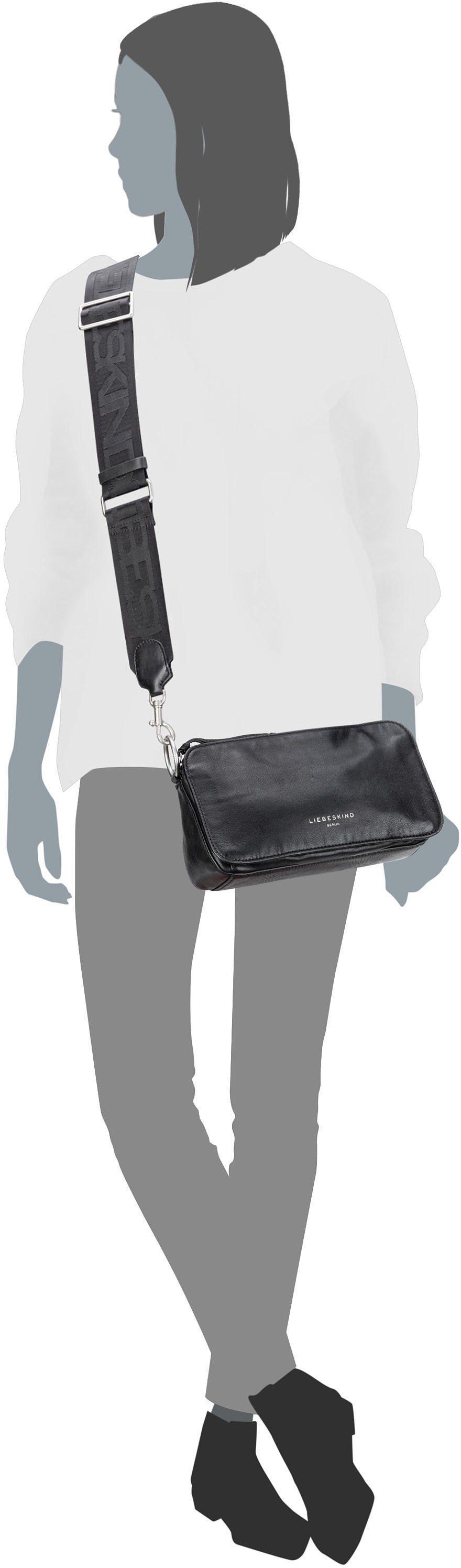 Liebeskind Berlin Clarice Crossbody M Sheep Natural Fresh Green Bolso bandolera – Vista Silueta
