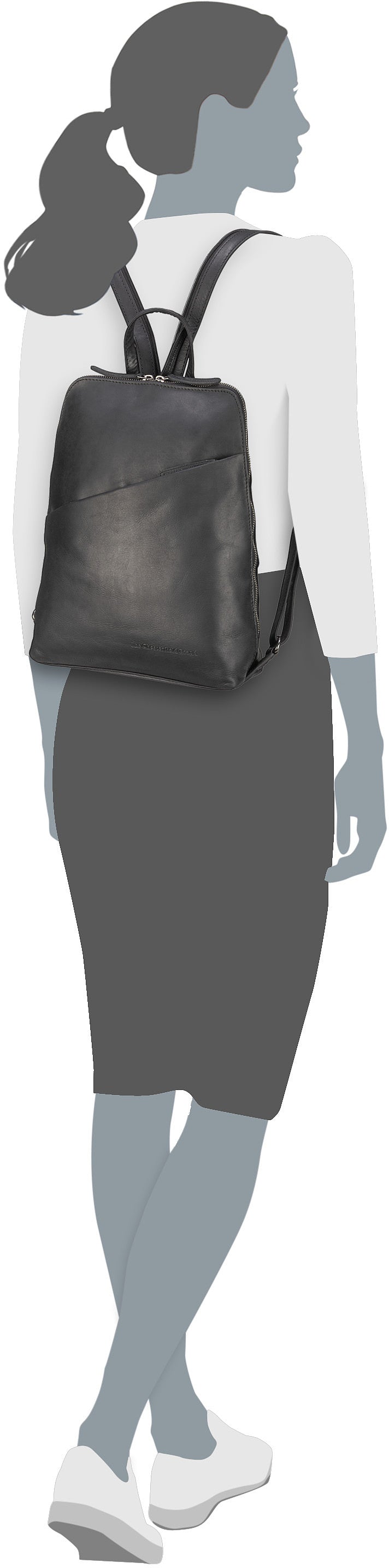 The Chesterfield Brand Amanda 0147 Black Sac a dos – Vue Silhouette