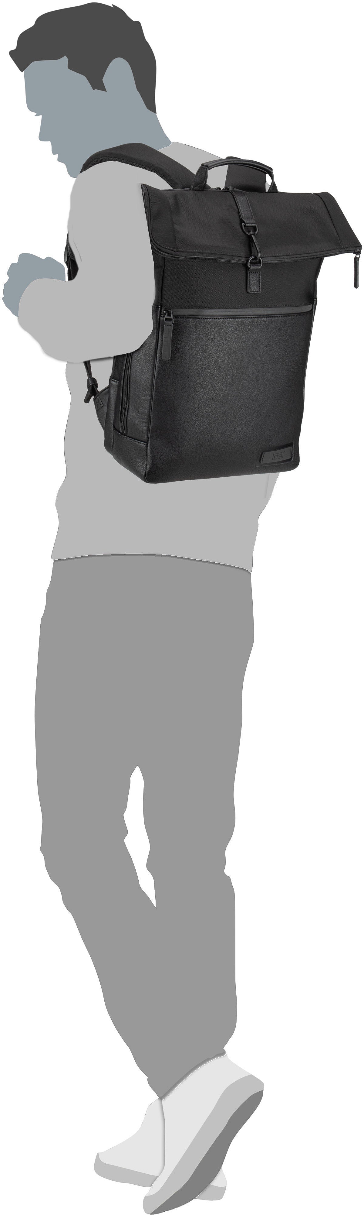 Jost Riga Courier Black Mochila enrollable – Vista Silueta