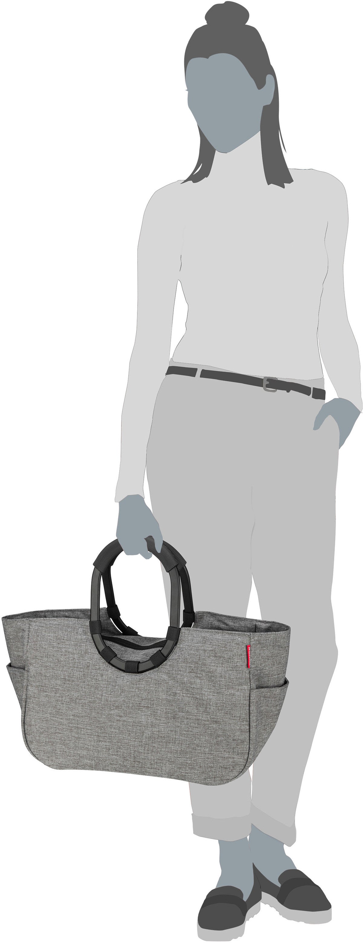 reisenthel Loopshopper M Teddy Leo Olive Shopping Basket – Silhouette View