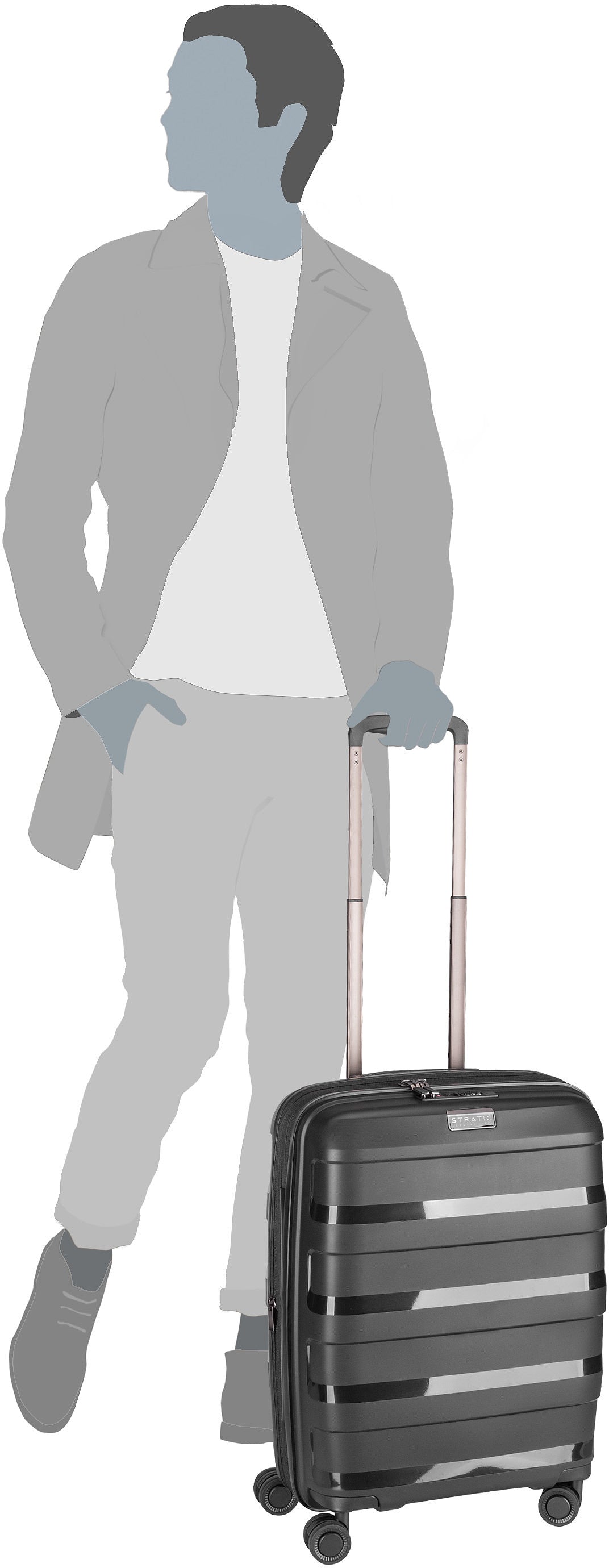 Stratic Straw+ Trolley S Dark Grey Maleta – Vista Silueta