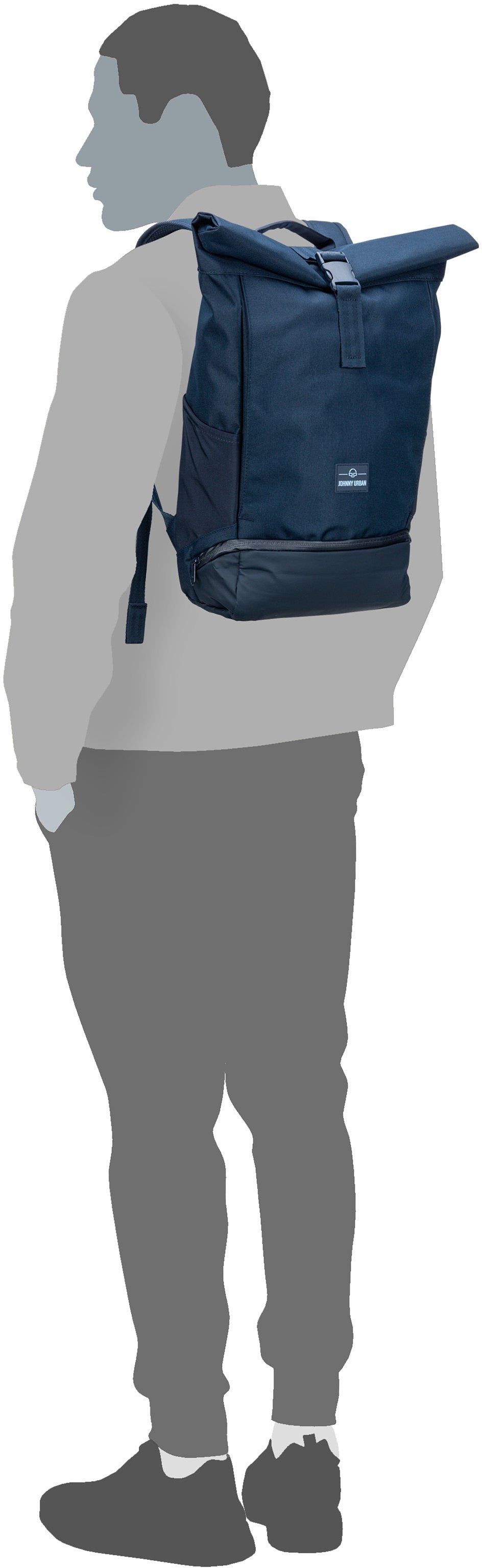 Johnny Urban Allen Medium Peach Sac à dos à enroulement – Vue Silhouette