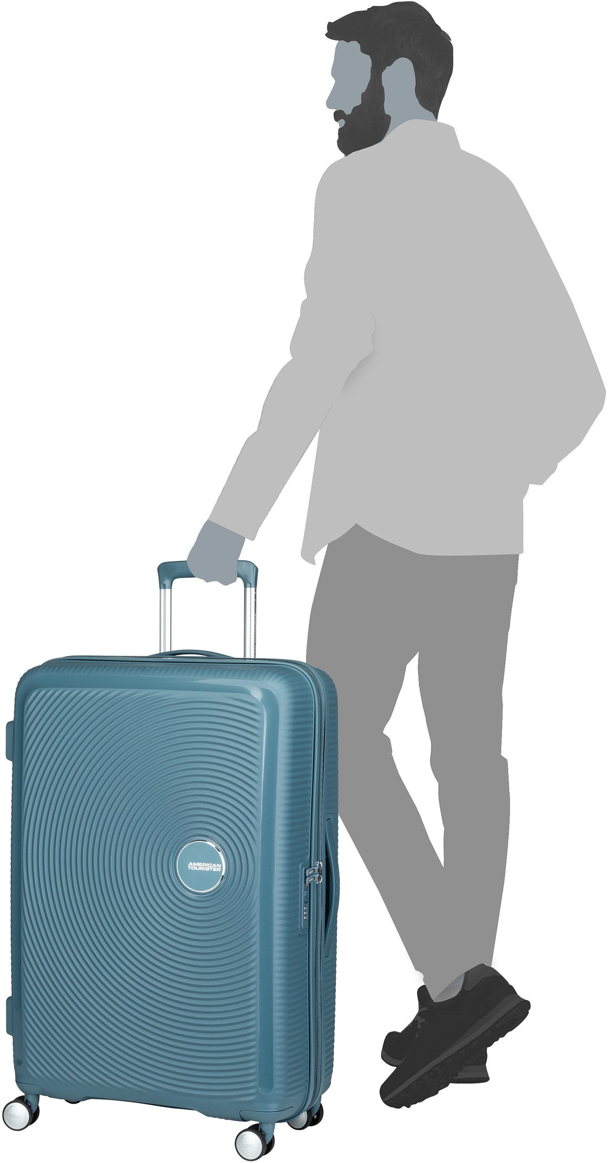 American Tourister SoundBox Spinner 77 EXP Sun Kissed Coral Valise – Vue Silhouette