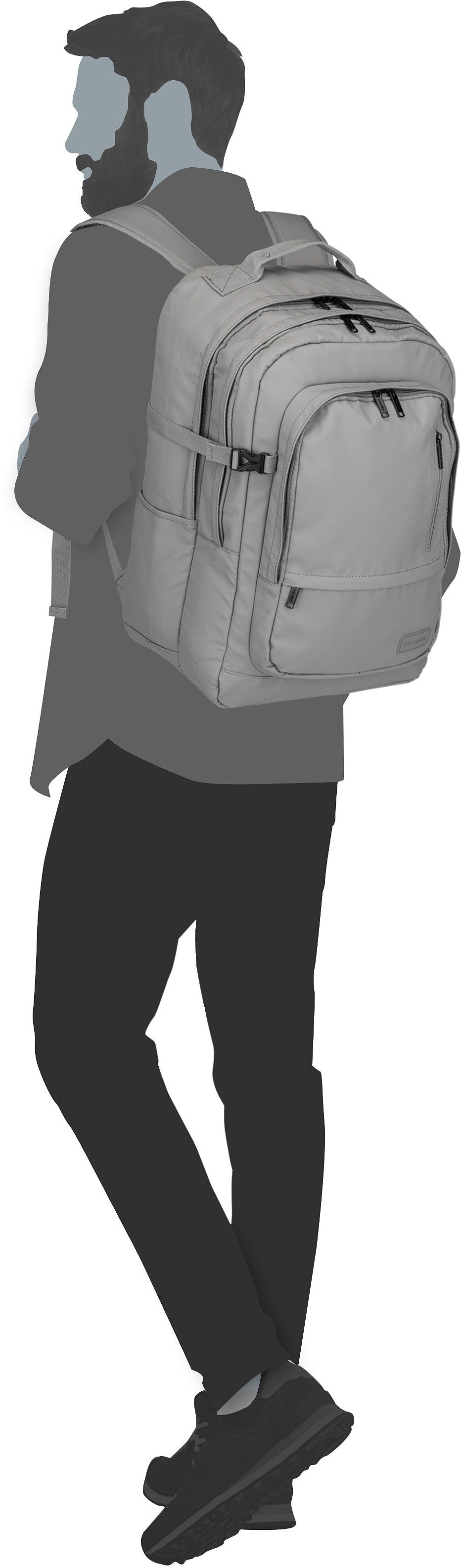 travelite Basics Rollup Daypack Hellgrau Mochila – Vista Silueta