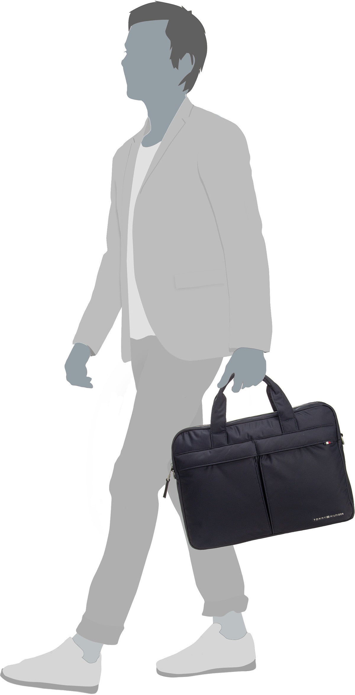Tommy Hilfiger TH Signature Computer SP24 Space Blue Aktentas – Silhouetweergave