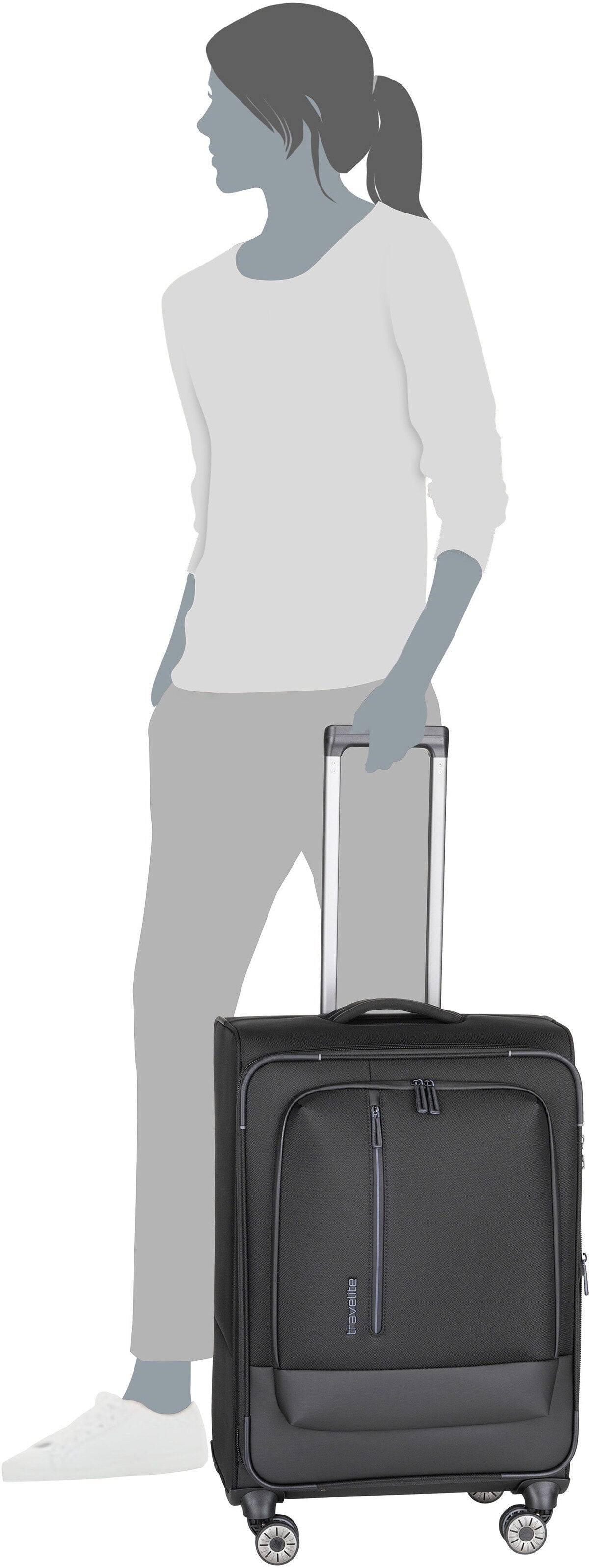 travelite Crosslite 4w Trolley M Natur Suitcase – Silhouette View