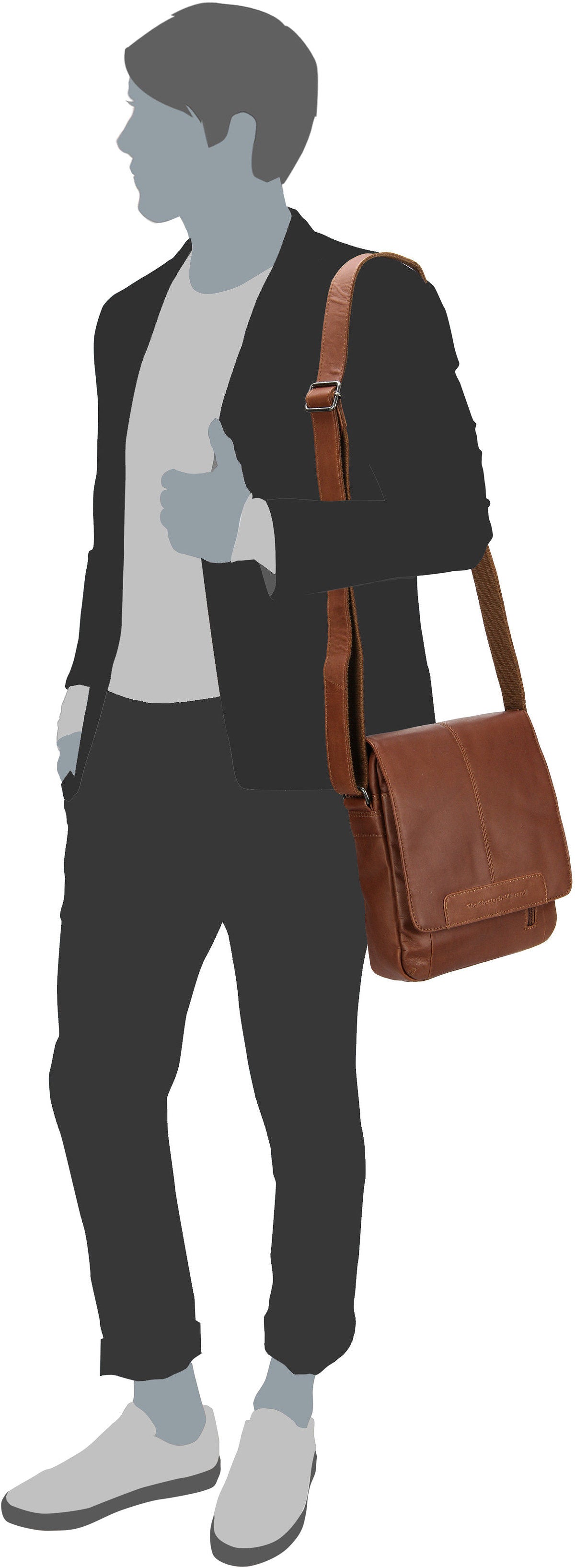 The Chesterfield Brand Remy 0550 Black Borsa a tracolla – Vista Silhouette