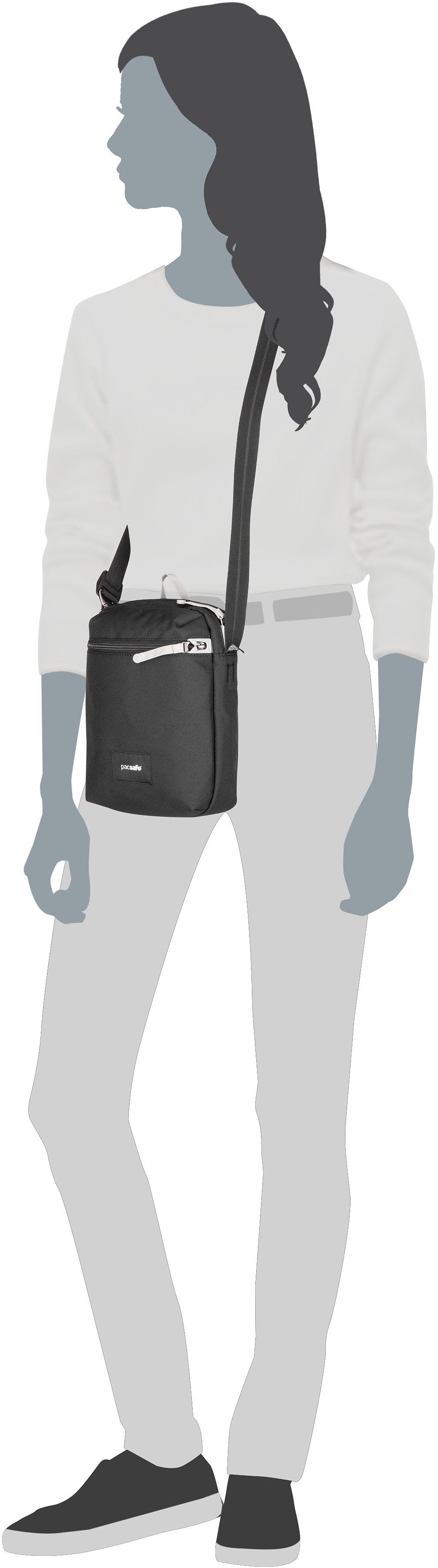Pacsafe Go Festival Coastal Blue Bolso bandolera – Vista Silueta