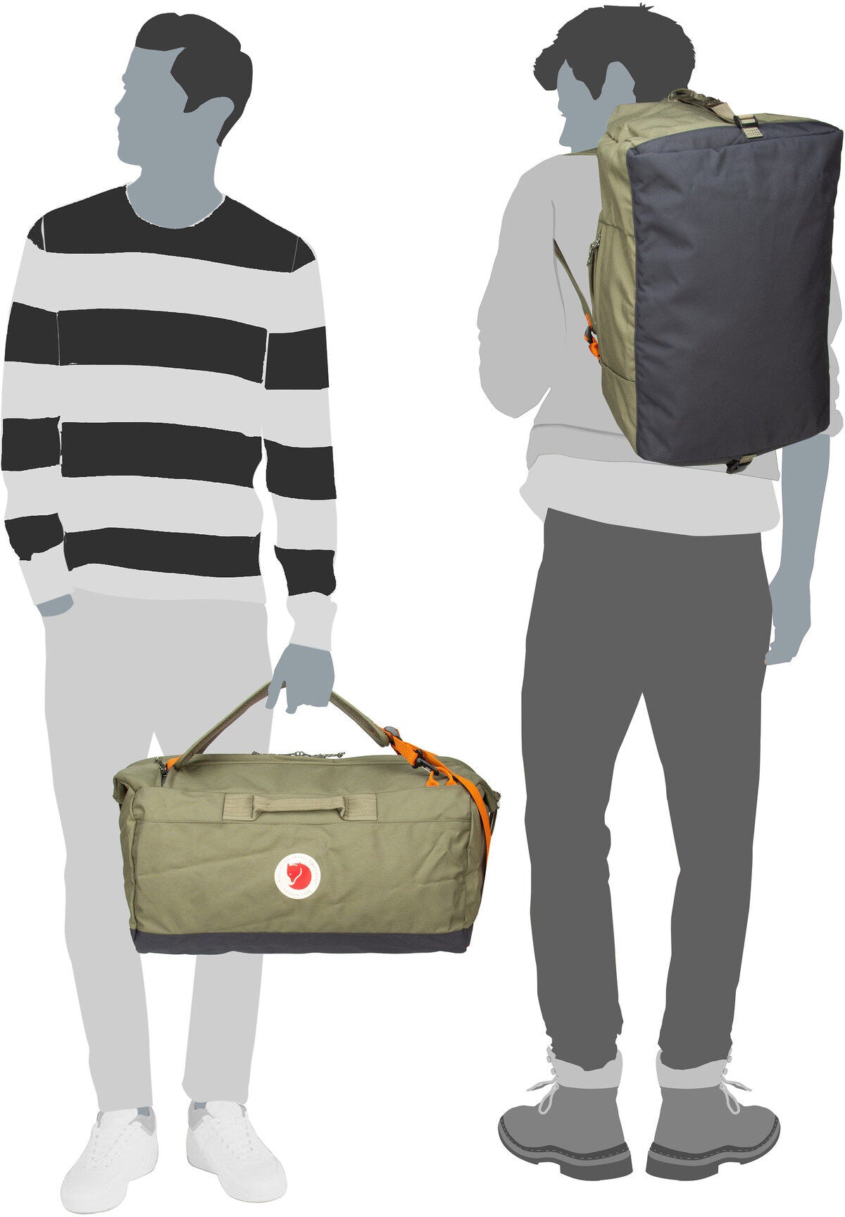 Fjällräven Färden Duffel 50 Green Dufflebag – Vista Silueta