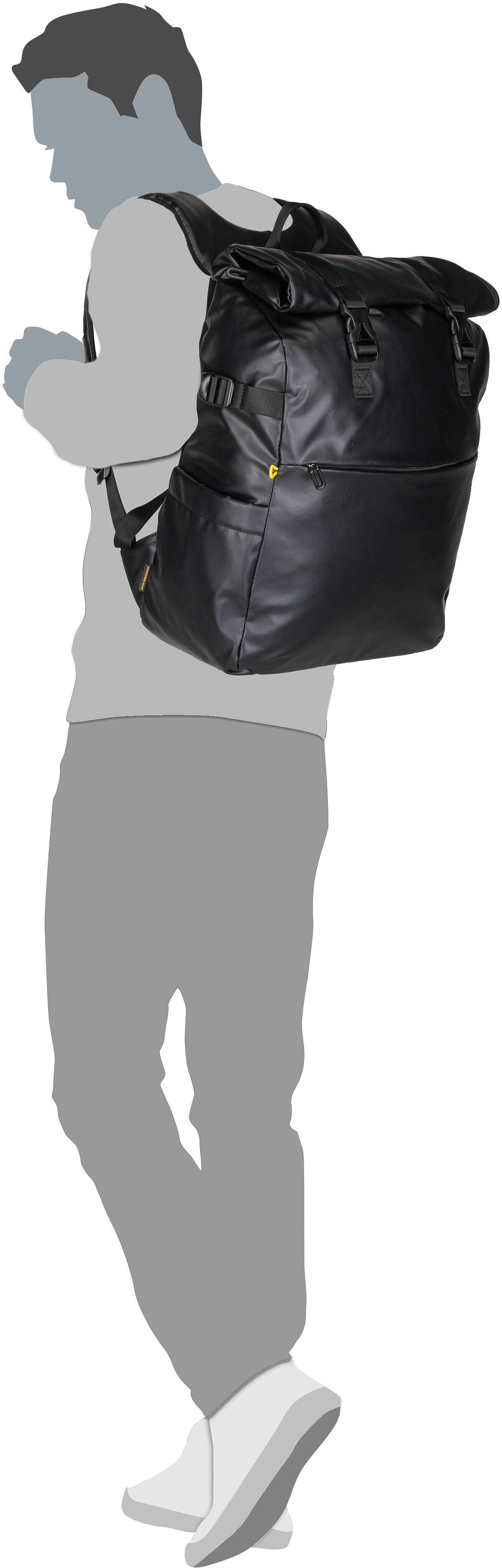 Mandarina Duck Eco Coated OST09 Black Sac a dos – Vue Silhouette