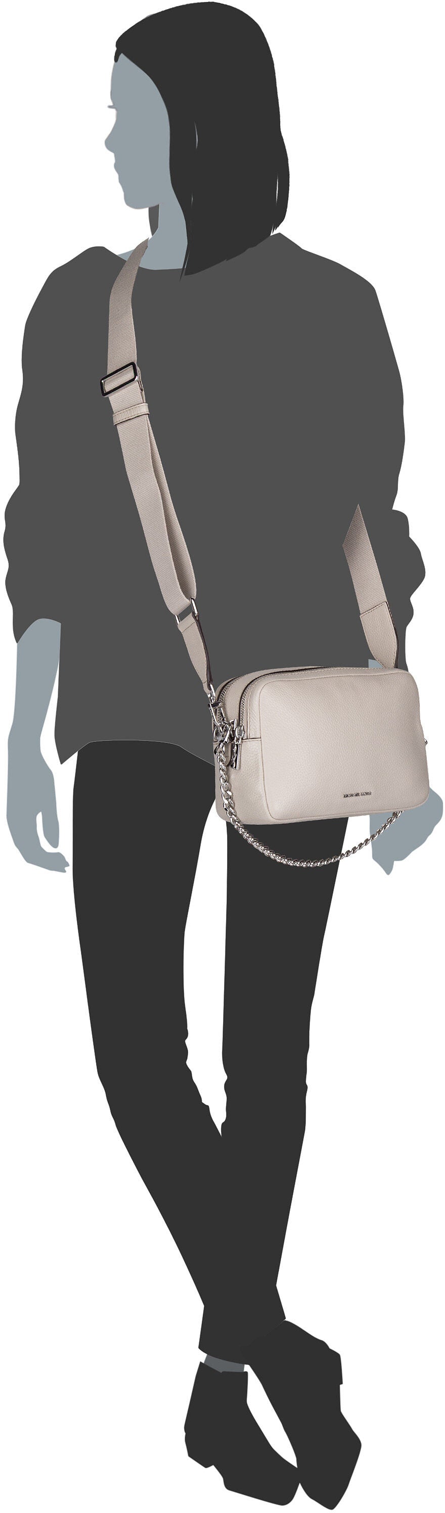 Michael Kors Bryant Medium Double Zip Chain Black Borsa a tracolla – Vista Silhouette