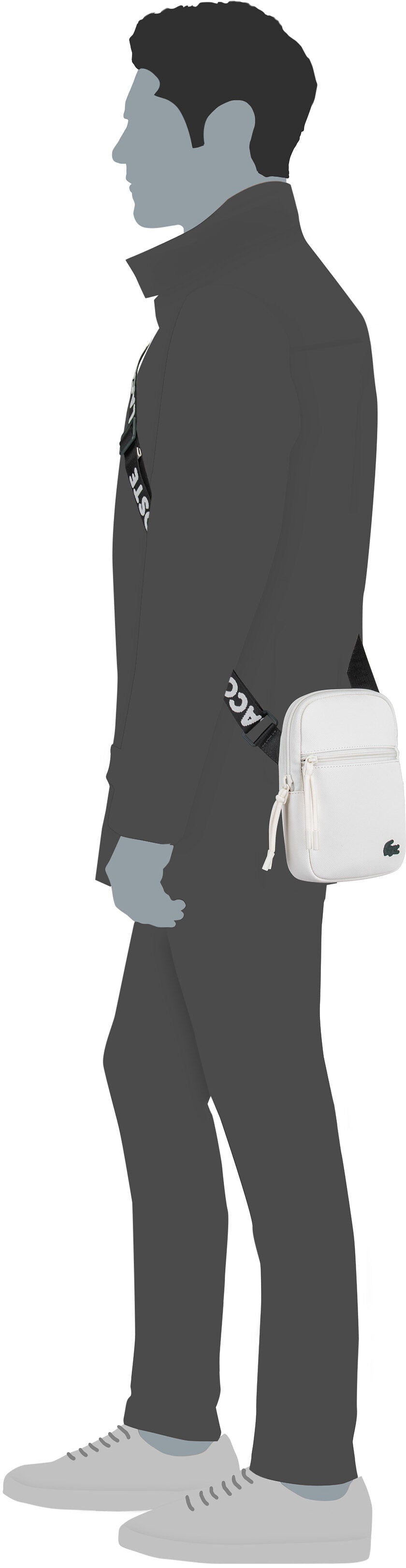 Lacoste LCST Seasonal NH4679TX Jacquard Webbing Noir Sac à bandoulière – Vue Silhouette