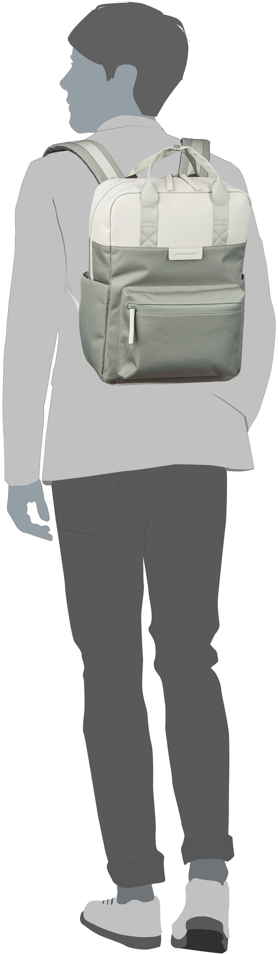Kapten & Son Bergen Pro Diaper BP Sandstone Sac a dos – Vue Silhouette