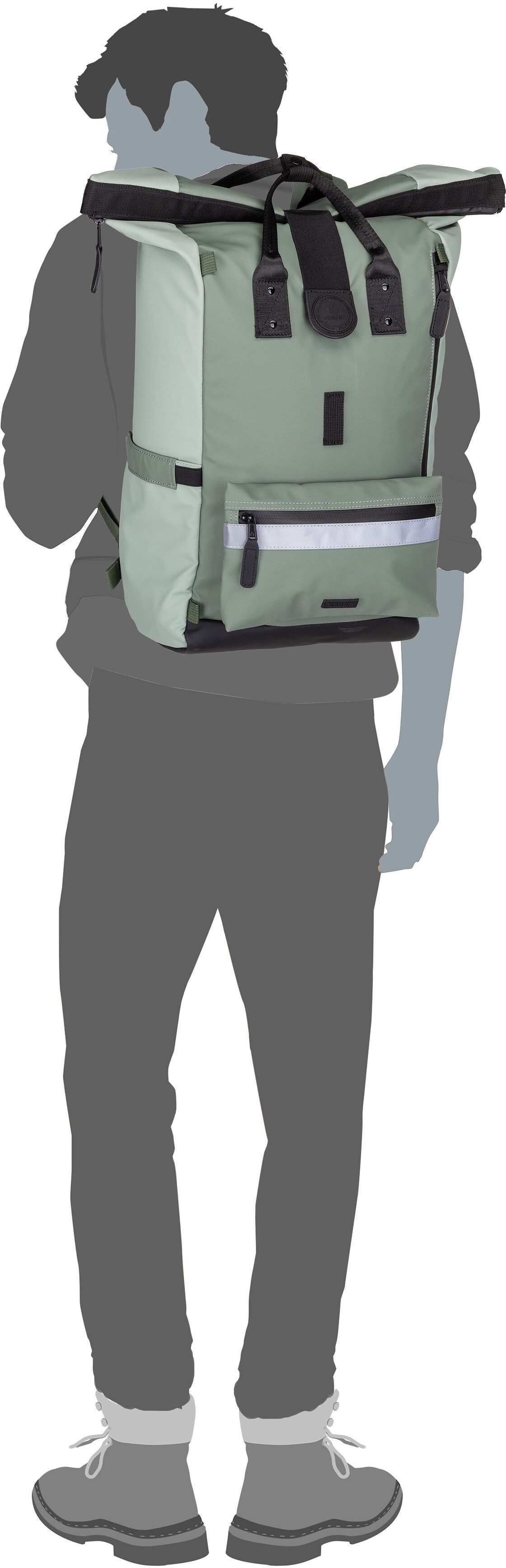 Cabaia Explorer Recycled Oxford Large Perth Sac à dos à enroulement – Vue Silhouette