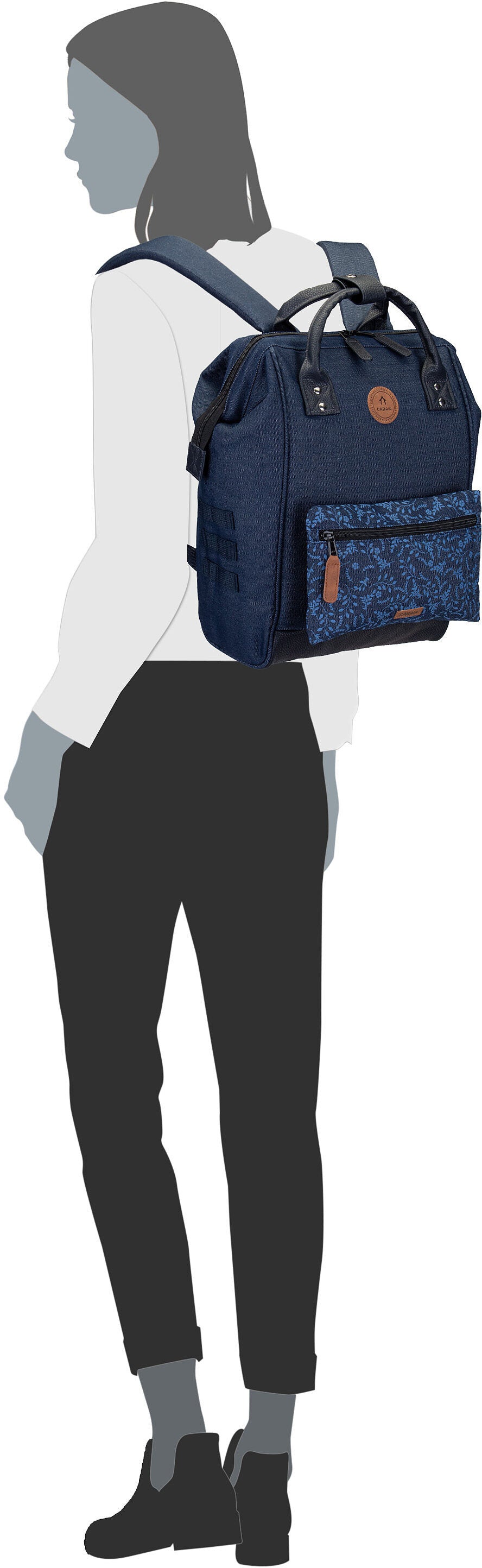 Cabaia Adventurer Recycled Denim Medium Ibiza Mochila – Vista Silueta