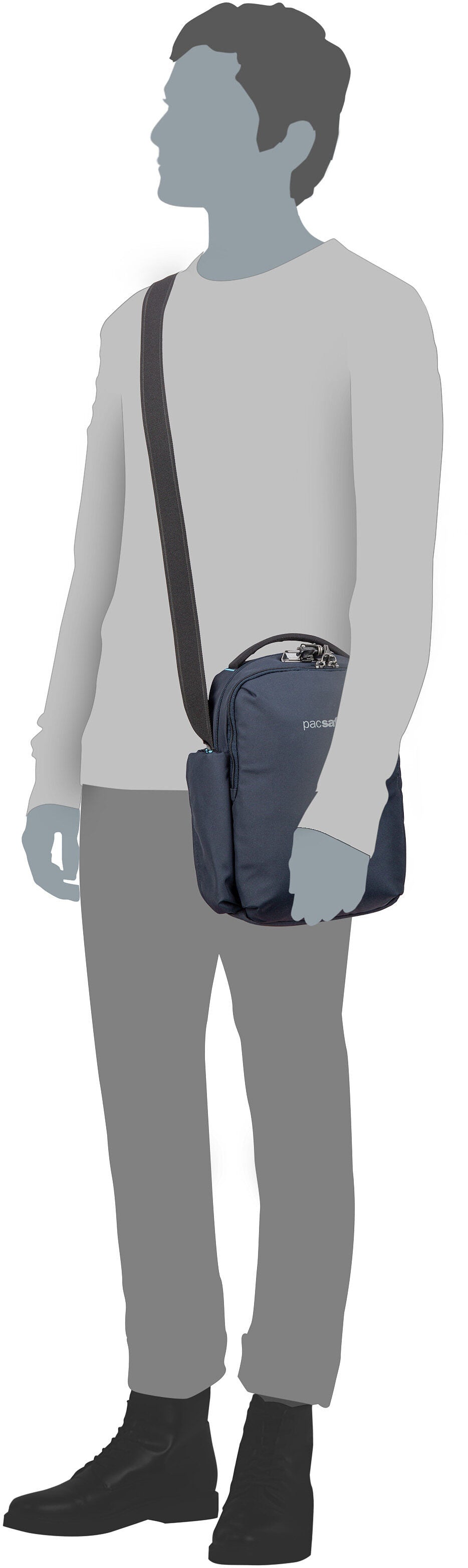 Pacsafe V Tour CB Ocean Borsa a tracolla – Vista Silhouette