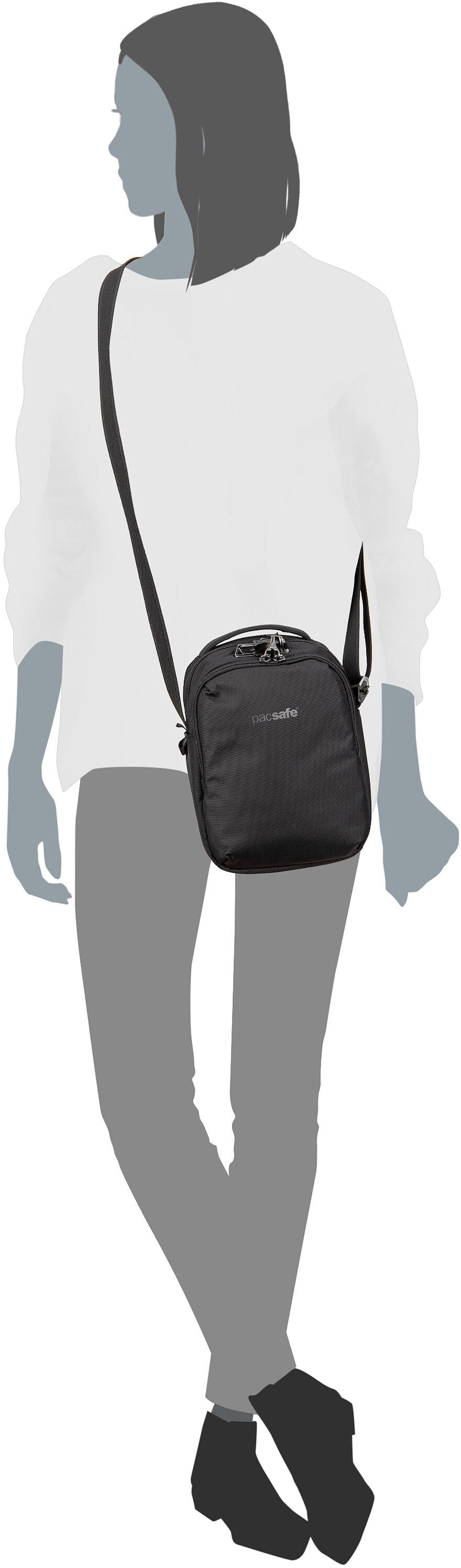 Pacsafe V Companion Digital Gray Borsa a tracolla – Vista Silhouette