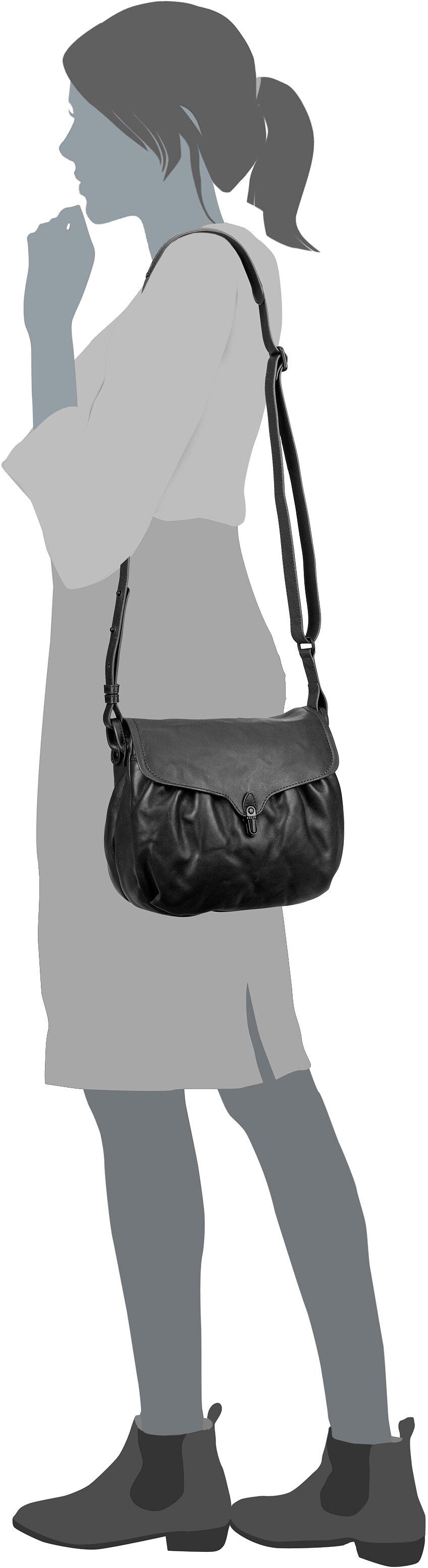 aunts & uncles Mrs. Pineapple Pie Caramel Saddle Bag – Silhouette View