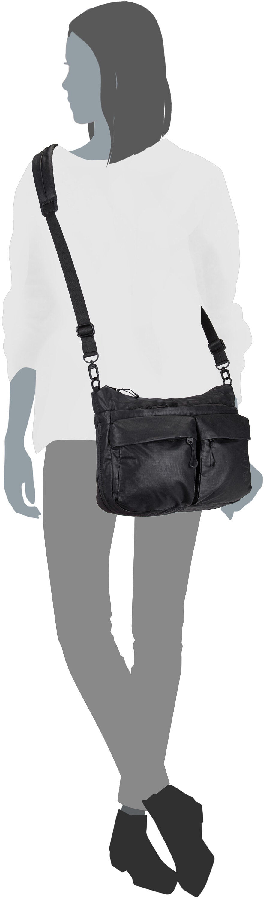 aunts & uncles Omono Black Crossbody Bag – Silhouette View