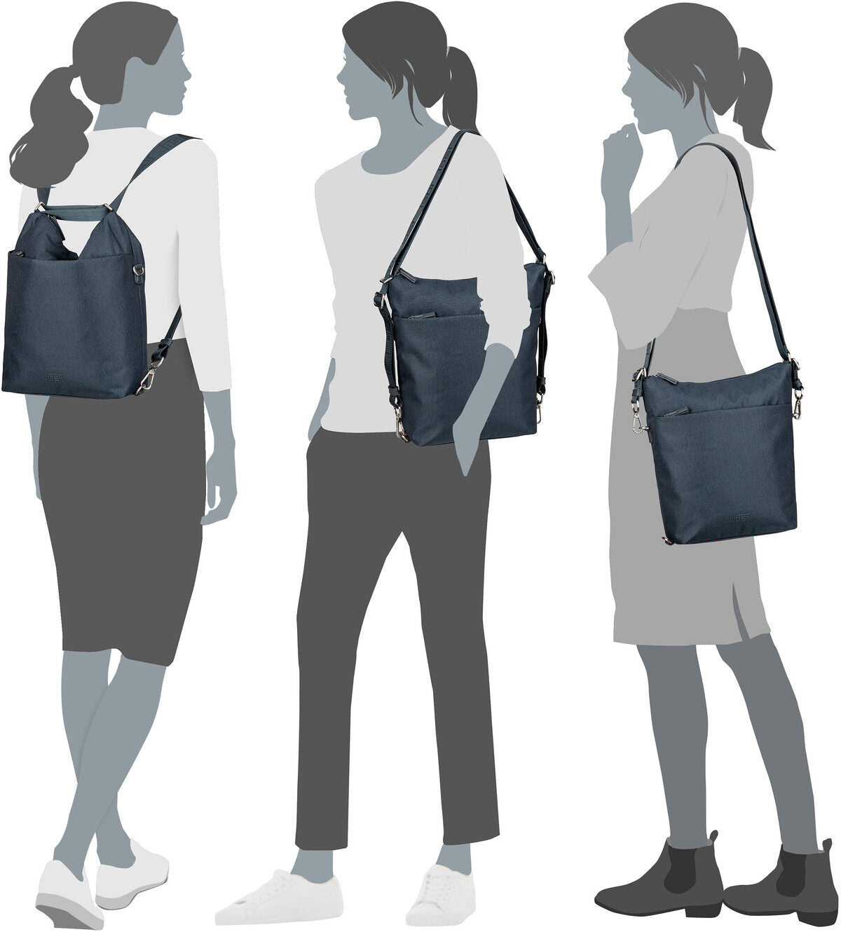 Jost Bergen 1609 Dunkelgrau Sac a dos – Vue Silhouette