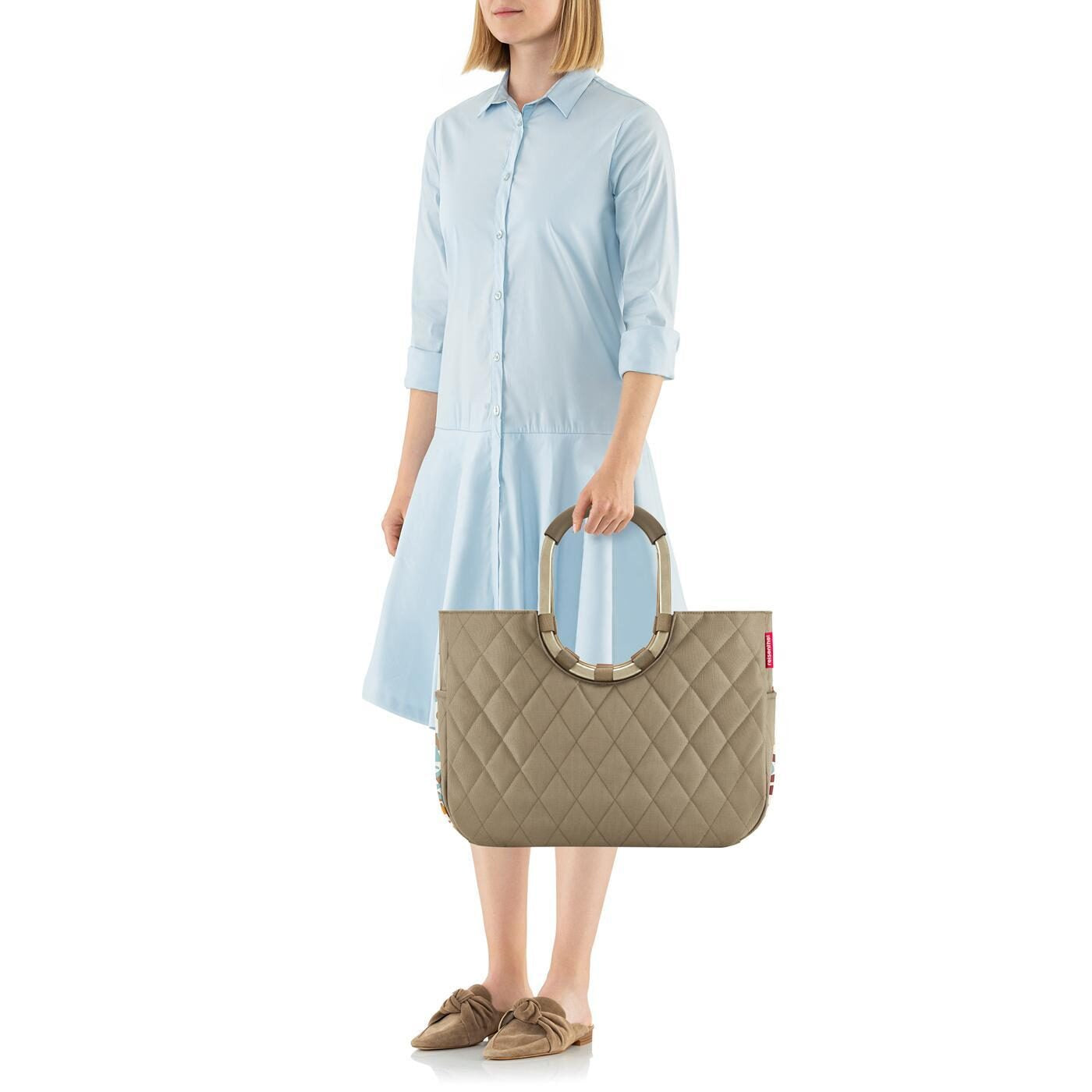 reisenthel loopshopper L Rhombus Olive Winkelmandje – Silhouetweergave