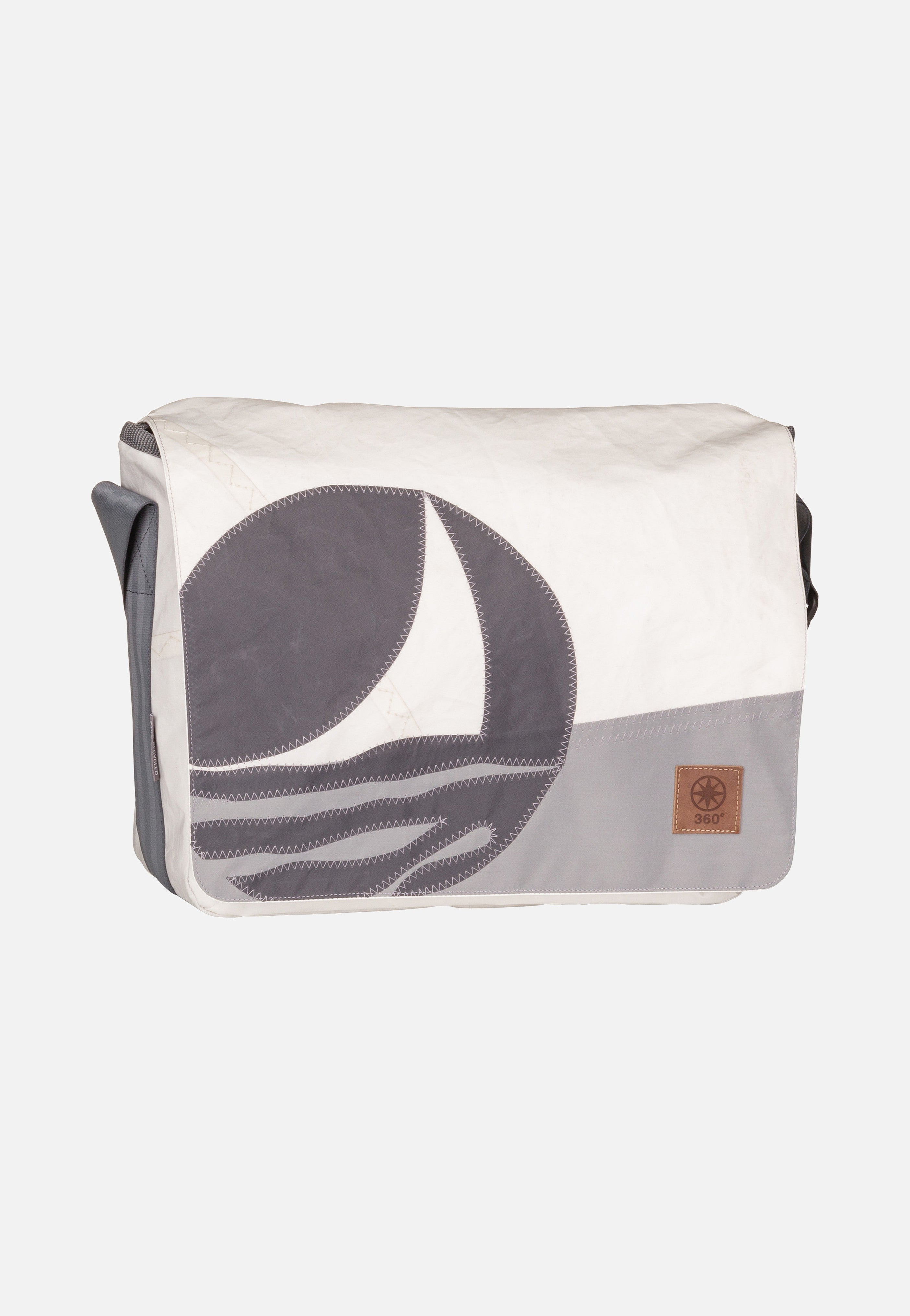 360Grad - Barkasse Weiß/Balken Hellgrau/Segelboot - Messenger Bag | Neutral-Image