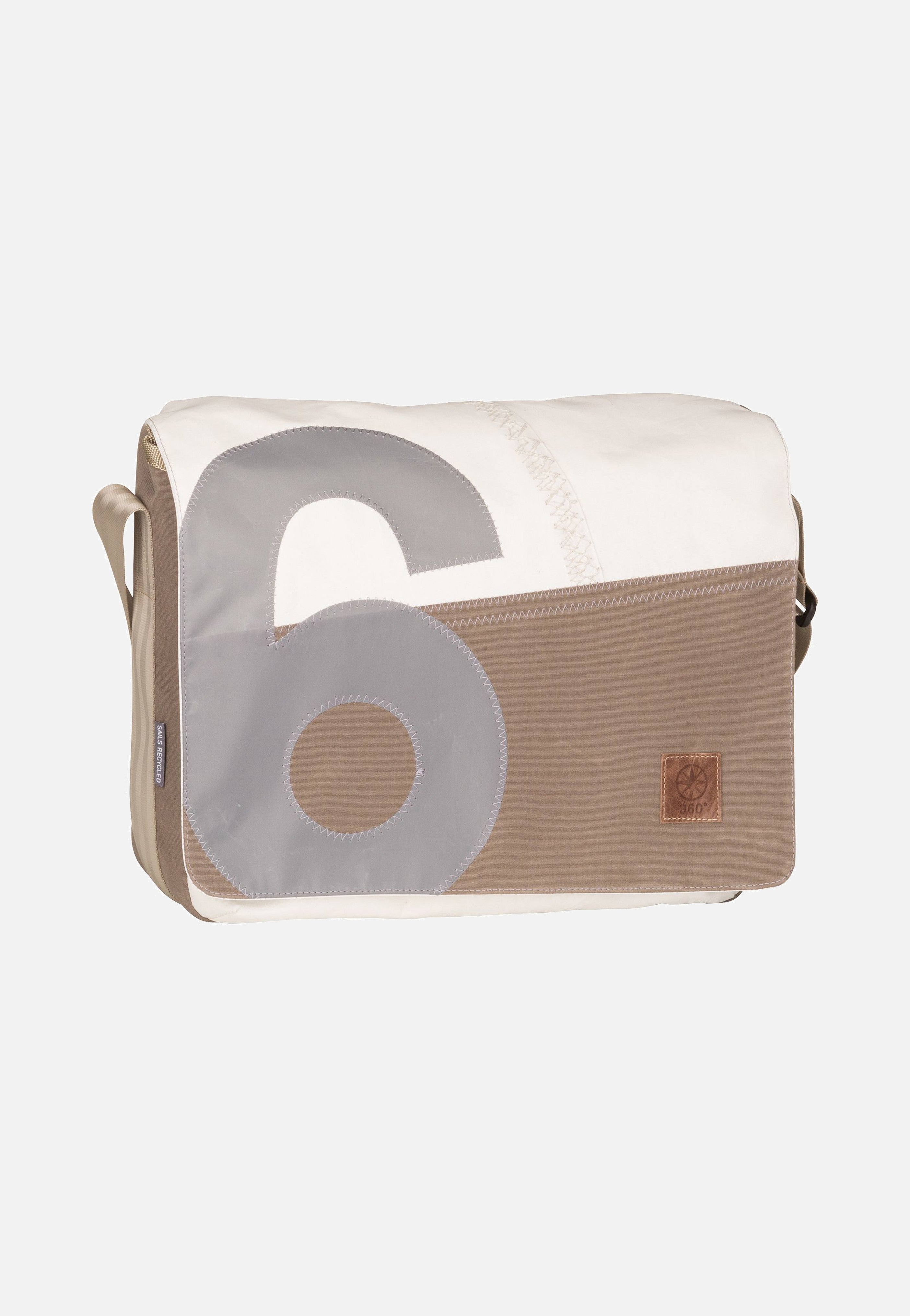 360Grad Barkasse Weiß/Balken Taupe Messenger Bag