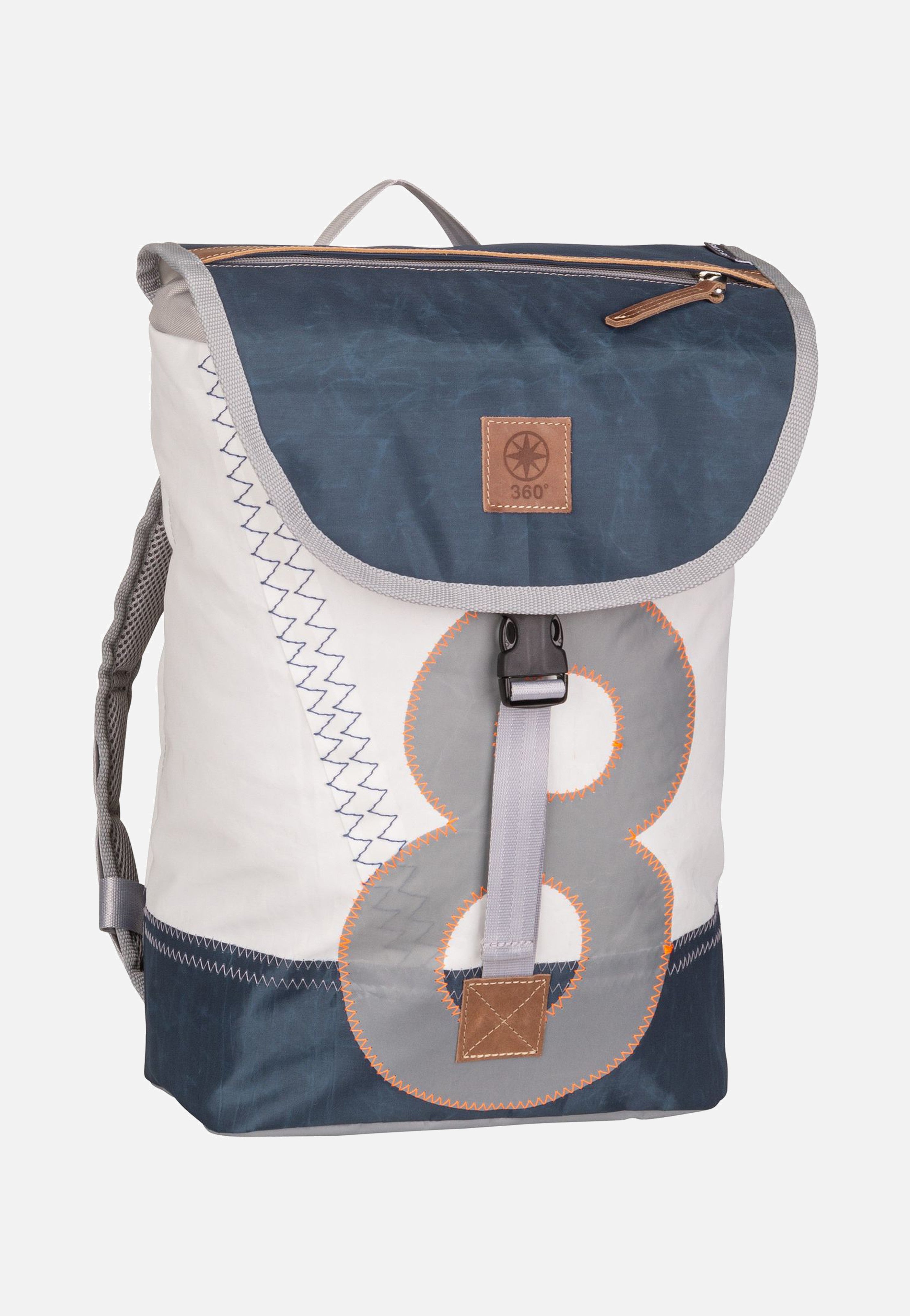 360Grad Landgang Mini Weiß/Balken Blau/Zahl Hellgrau Backpack