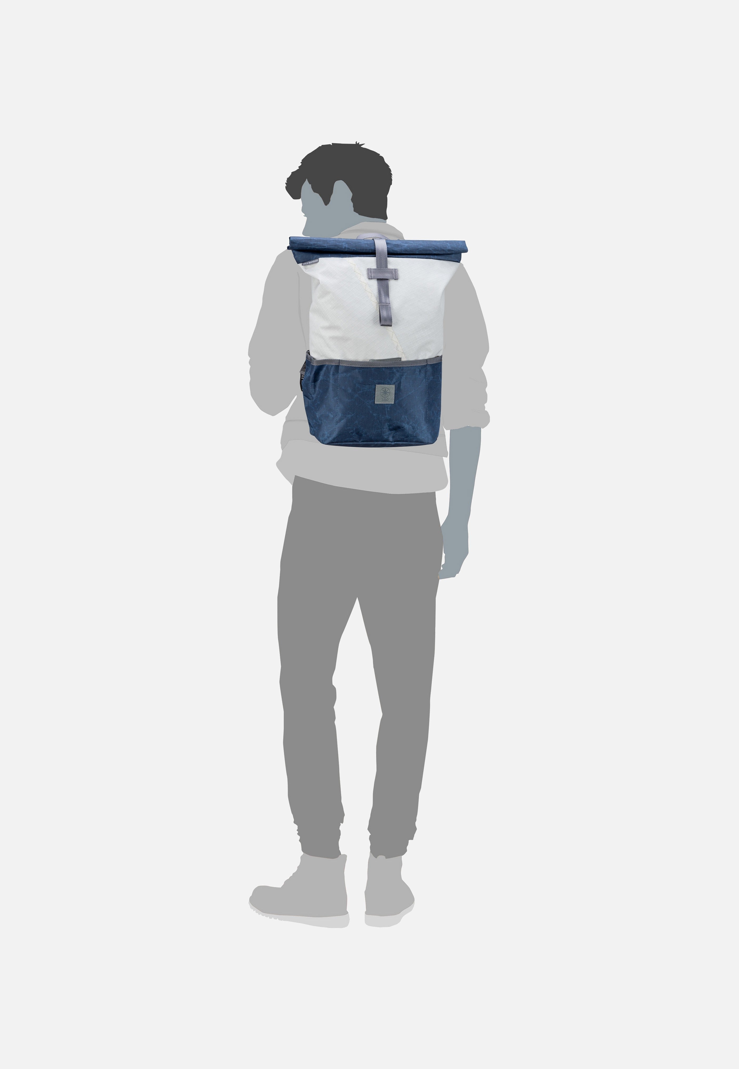 360Grad Lotse Blau/Weiß Rolltop Backpack