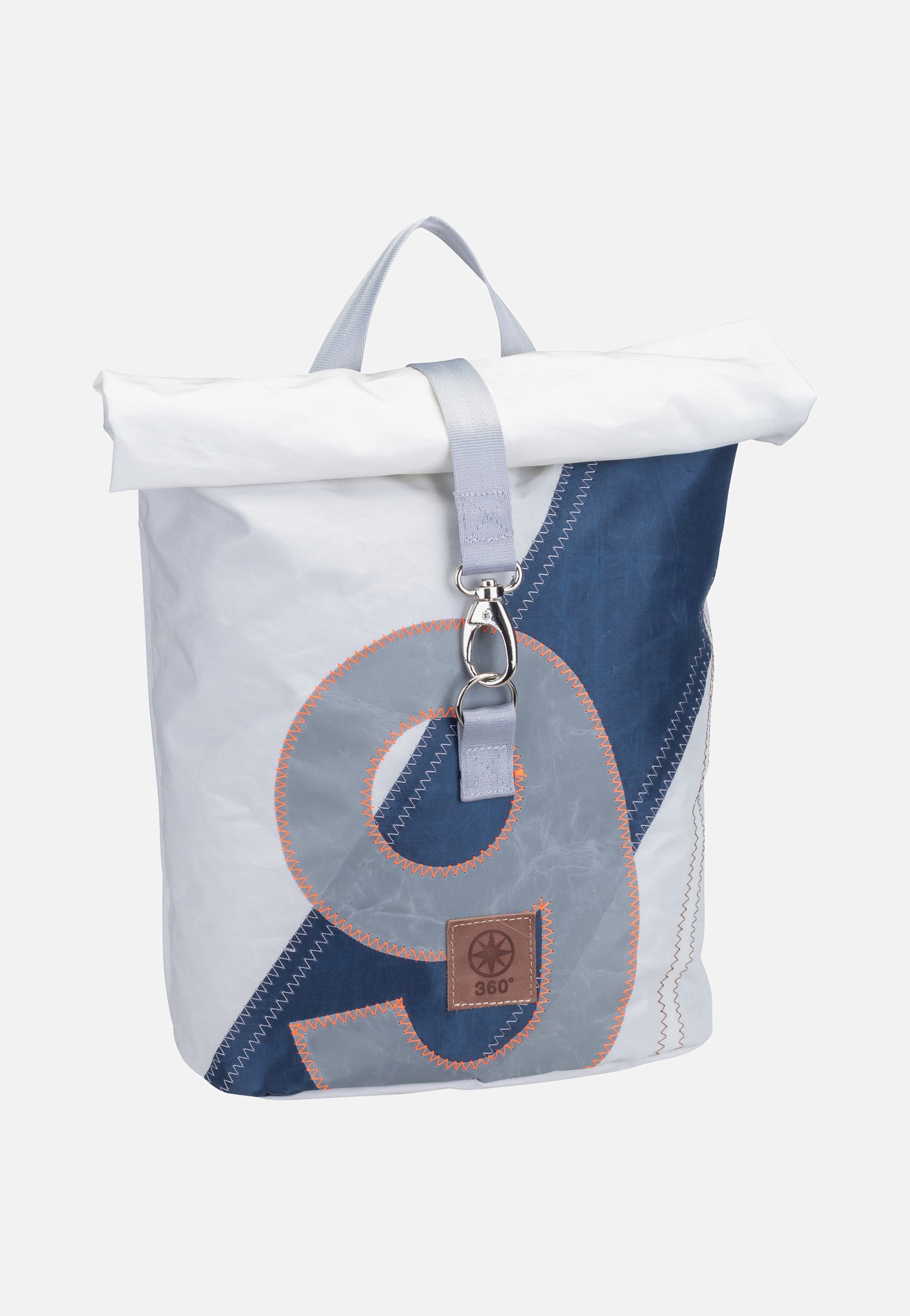 360Grad Möwe Weiß/Streifen Blau/Zahl Grau Backpack