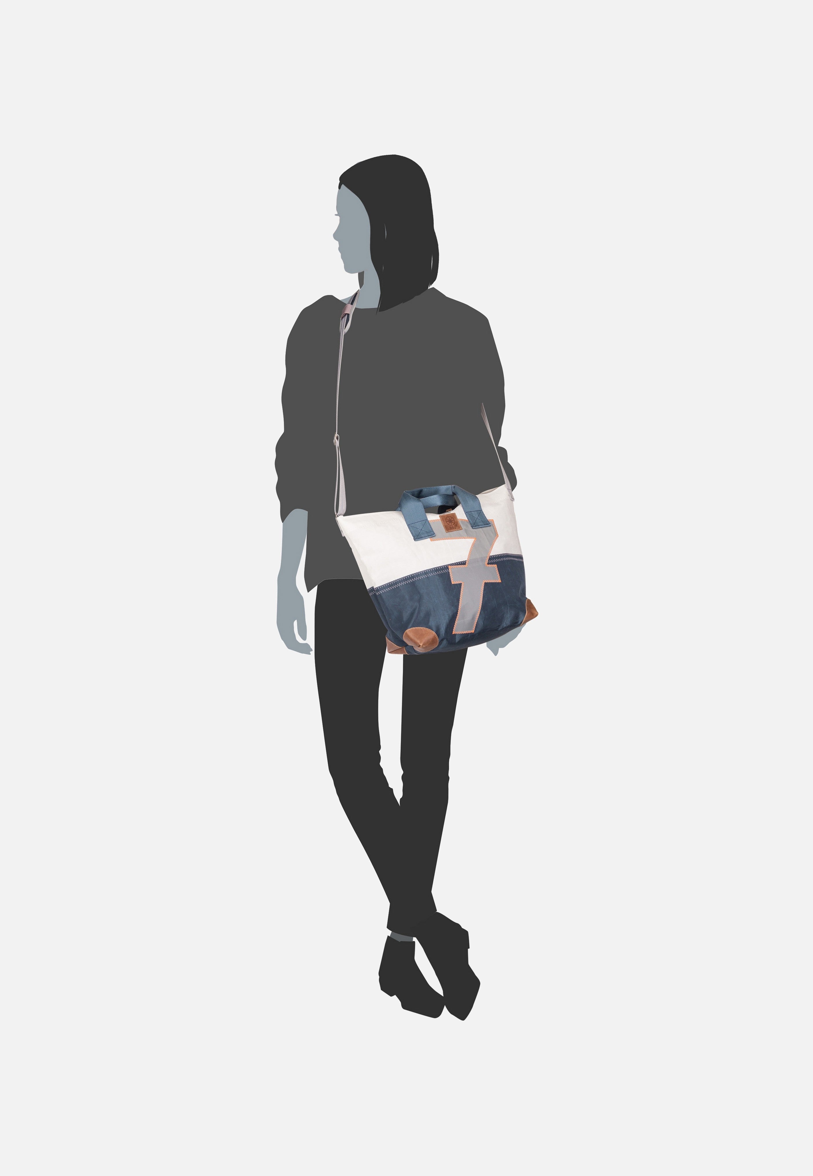 360Grad - Suutje Weiß/Balken Blau/Zahl Hellgrau - Crossbody Bag | Neutral-Image