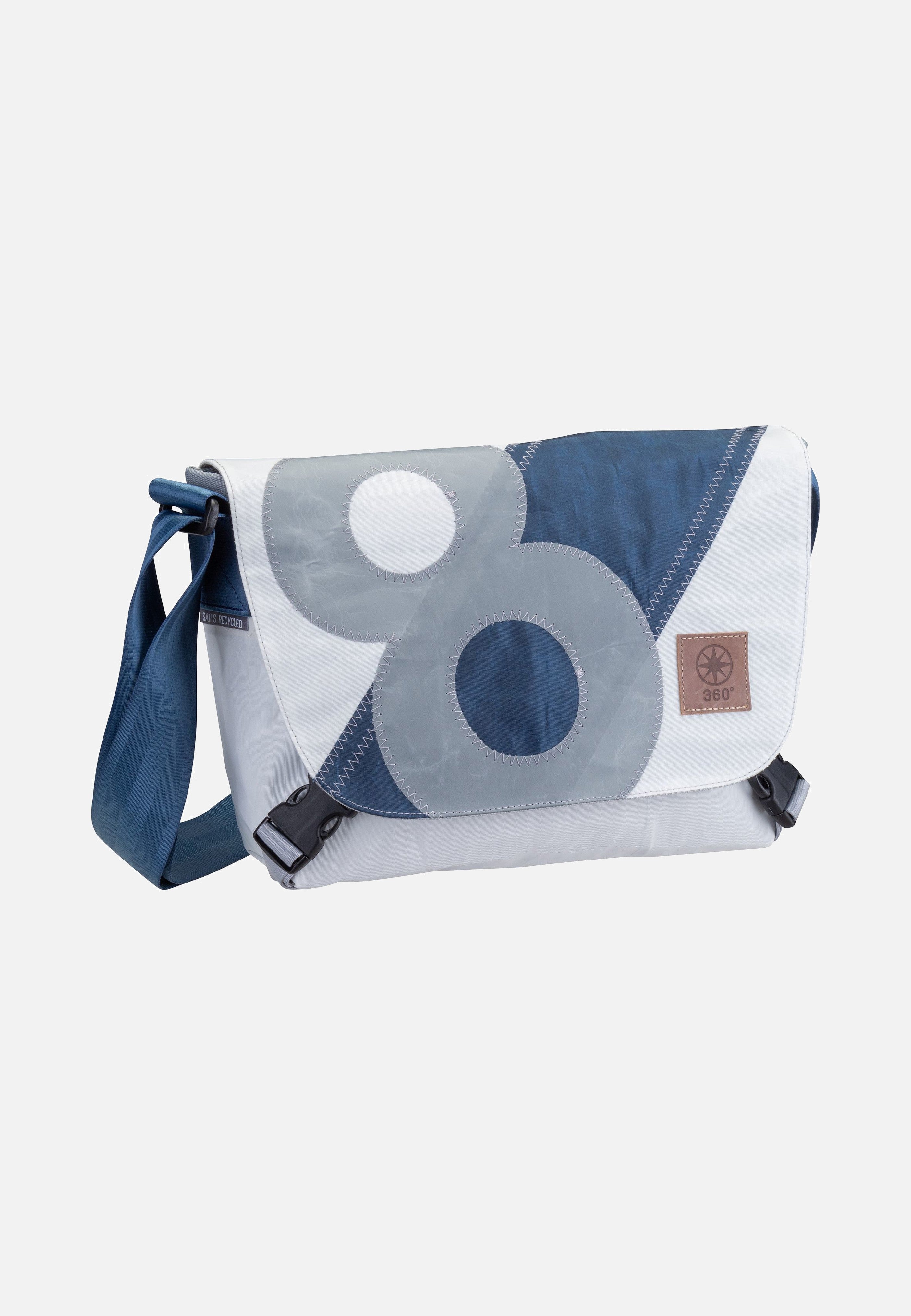 360Grad Törn Weiß/Streifen Blau/Zahl Grau Messenger Bag