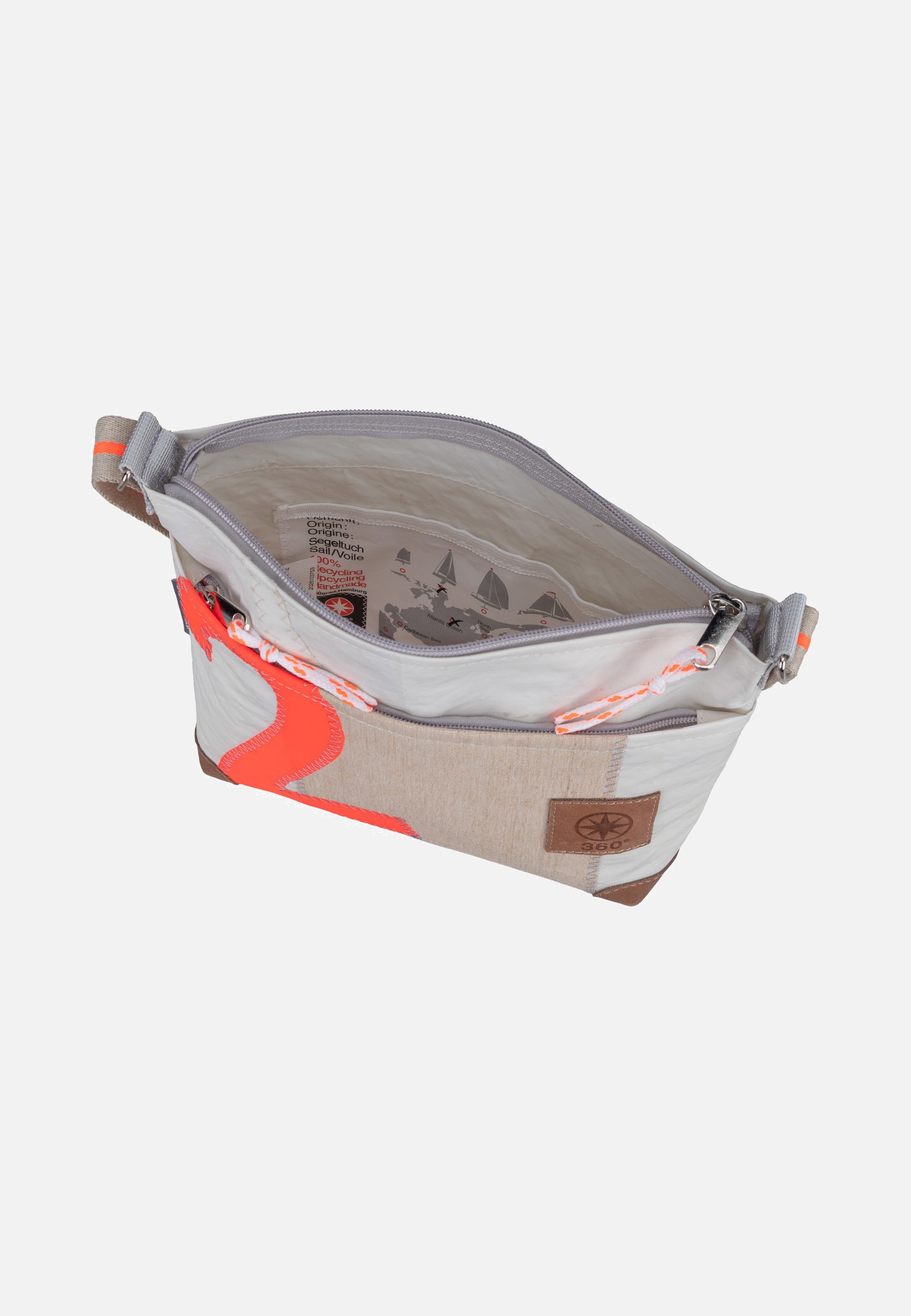 360Grad Deern Lütt Crossover Weiss/Sand/Zahl Orange Pouch Bag