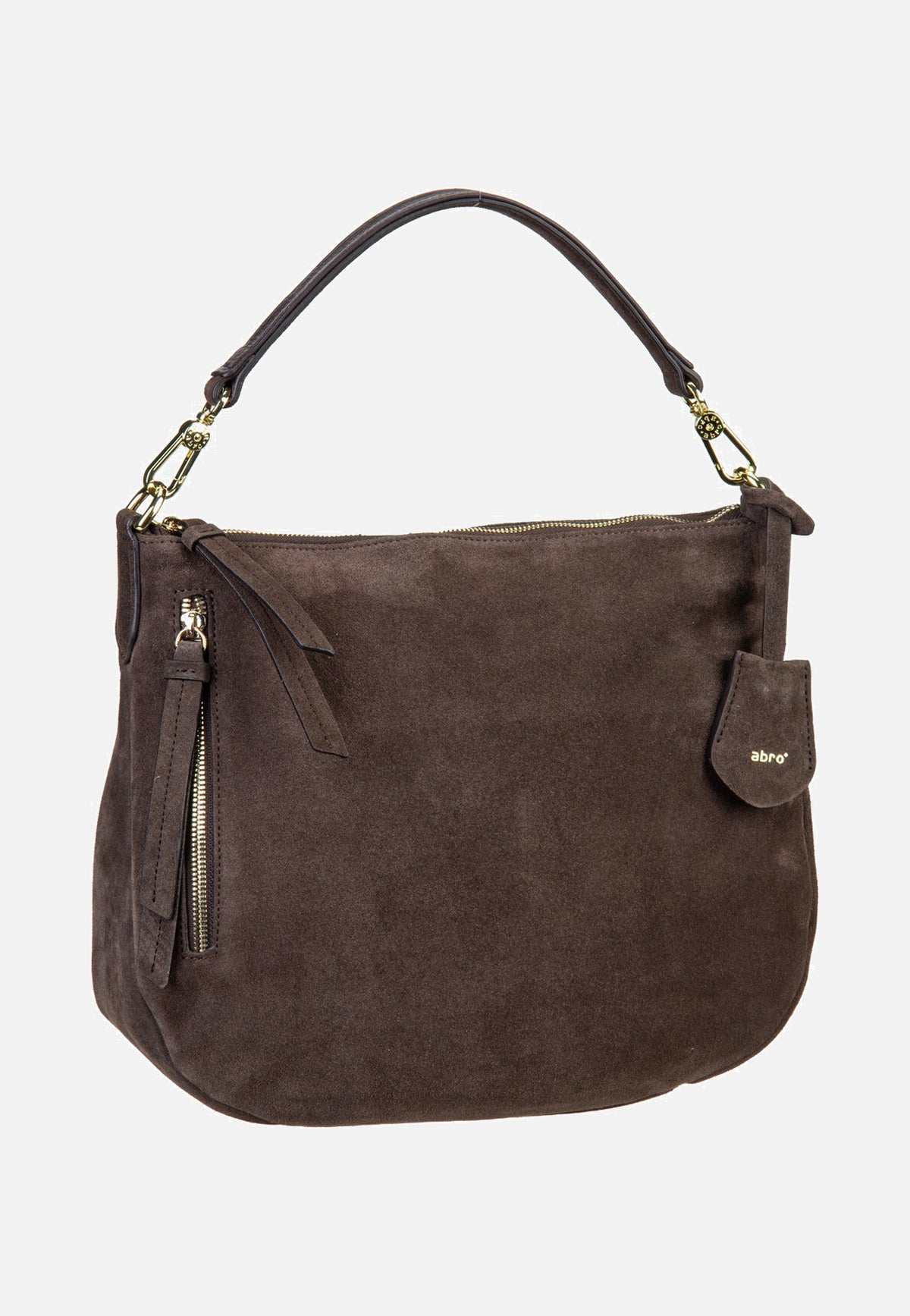 abro Juna Small Suede Dark Brown Hobo Bag