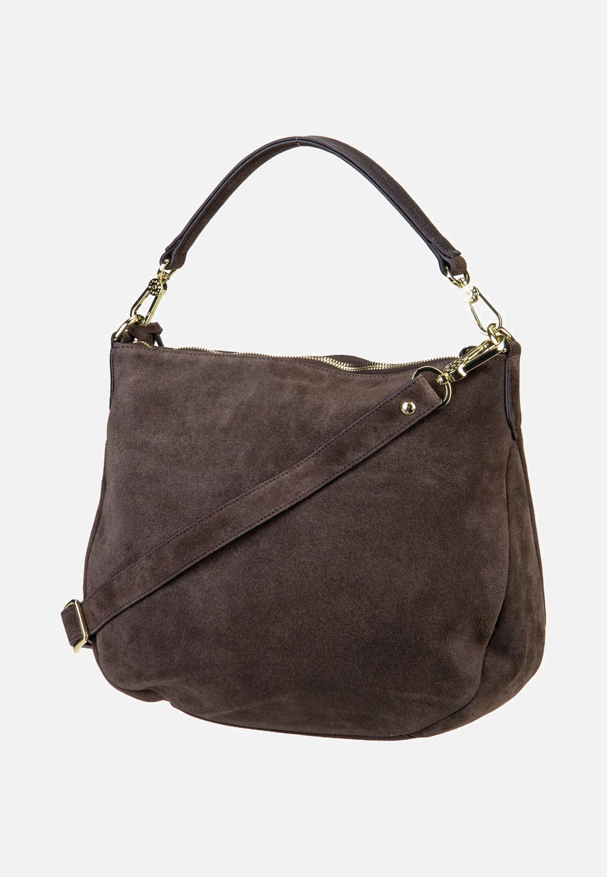 abro Juna Small Suede Dark Brown Hobo Bag