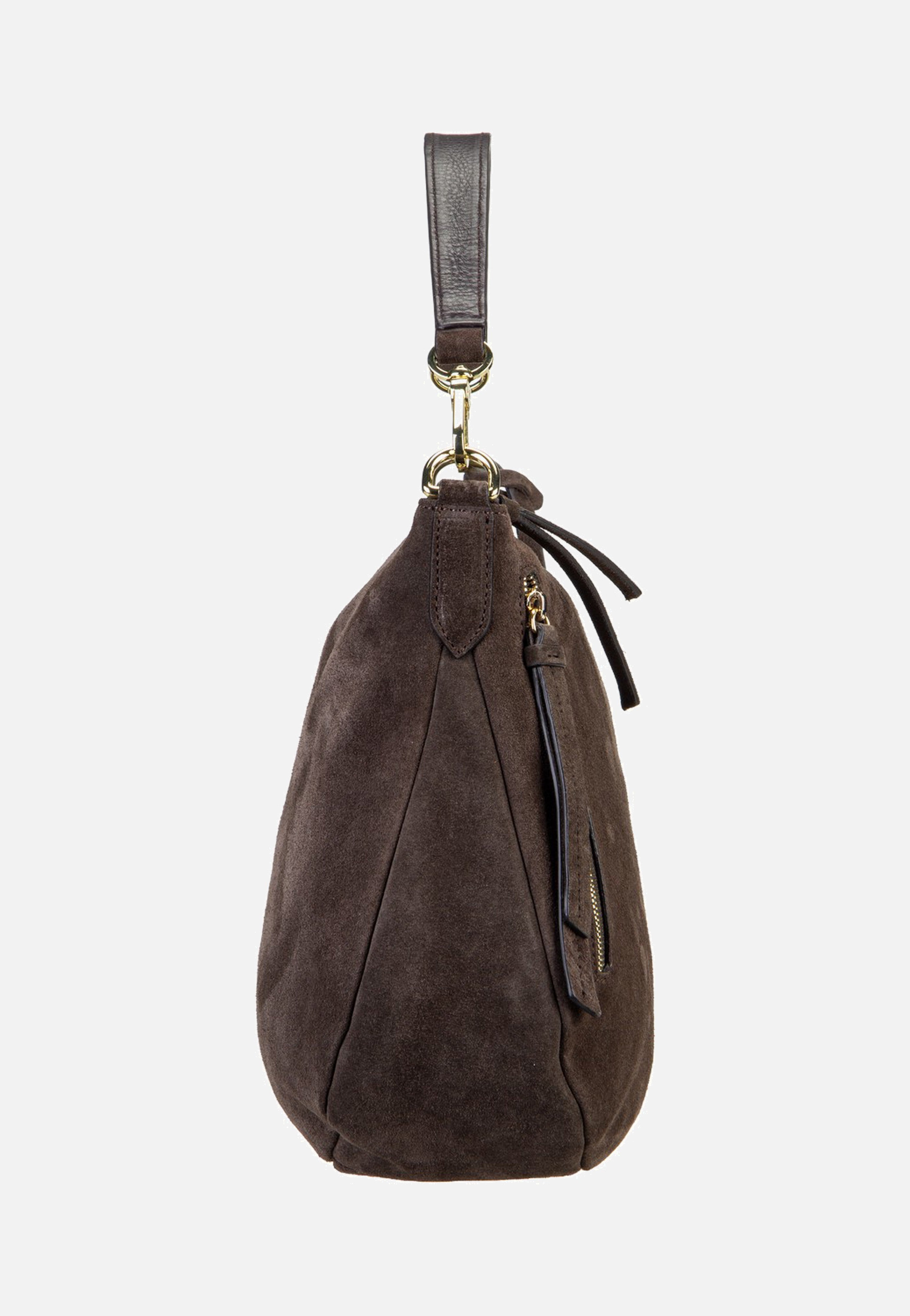 abro Juna Small Suede Dark Brown Hobo Bag