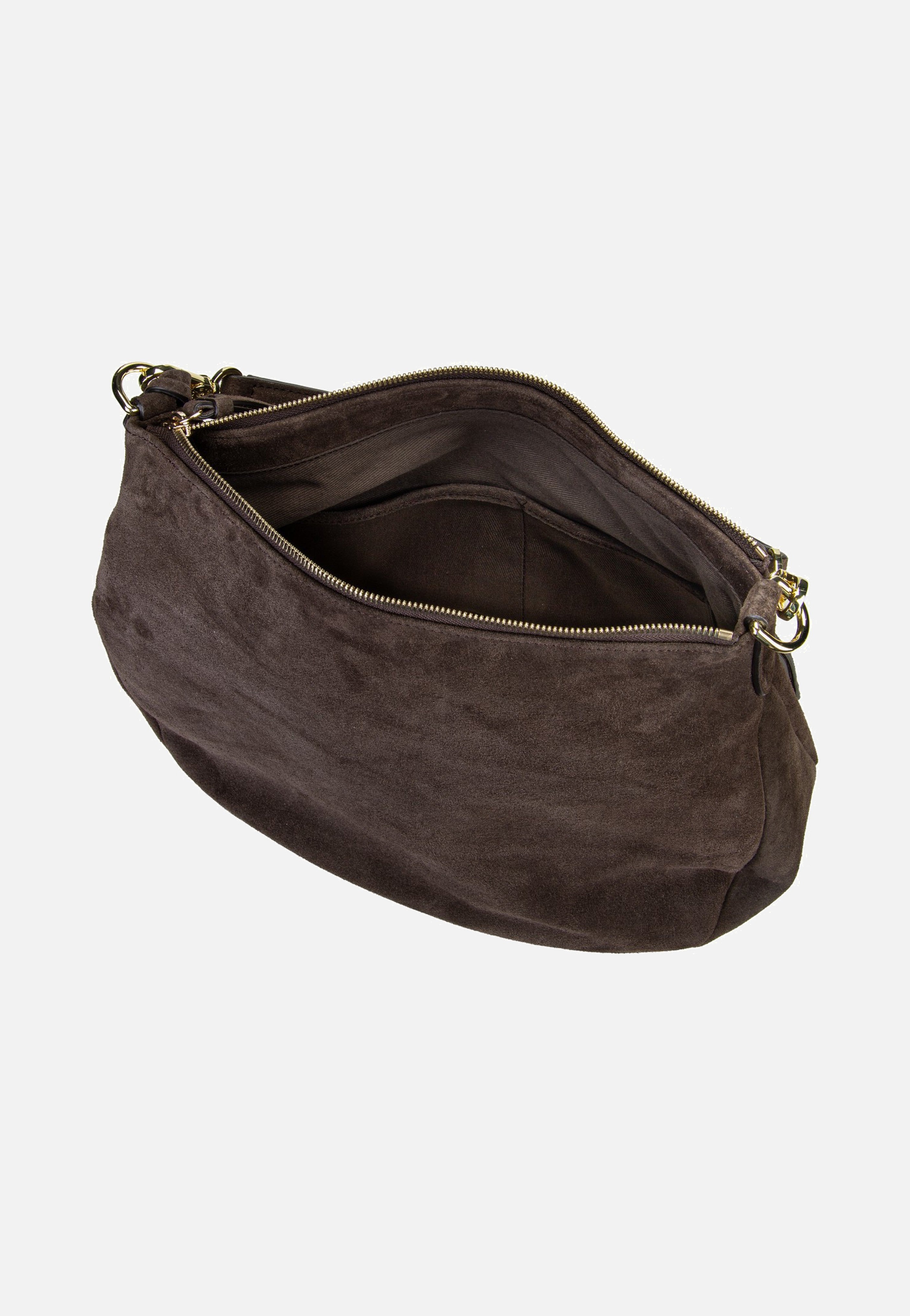 abro Juna Small Suede Dark Brown Hobo Bag