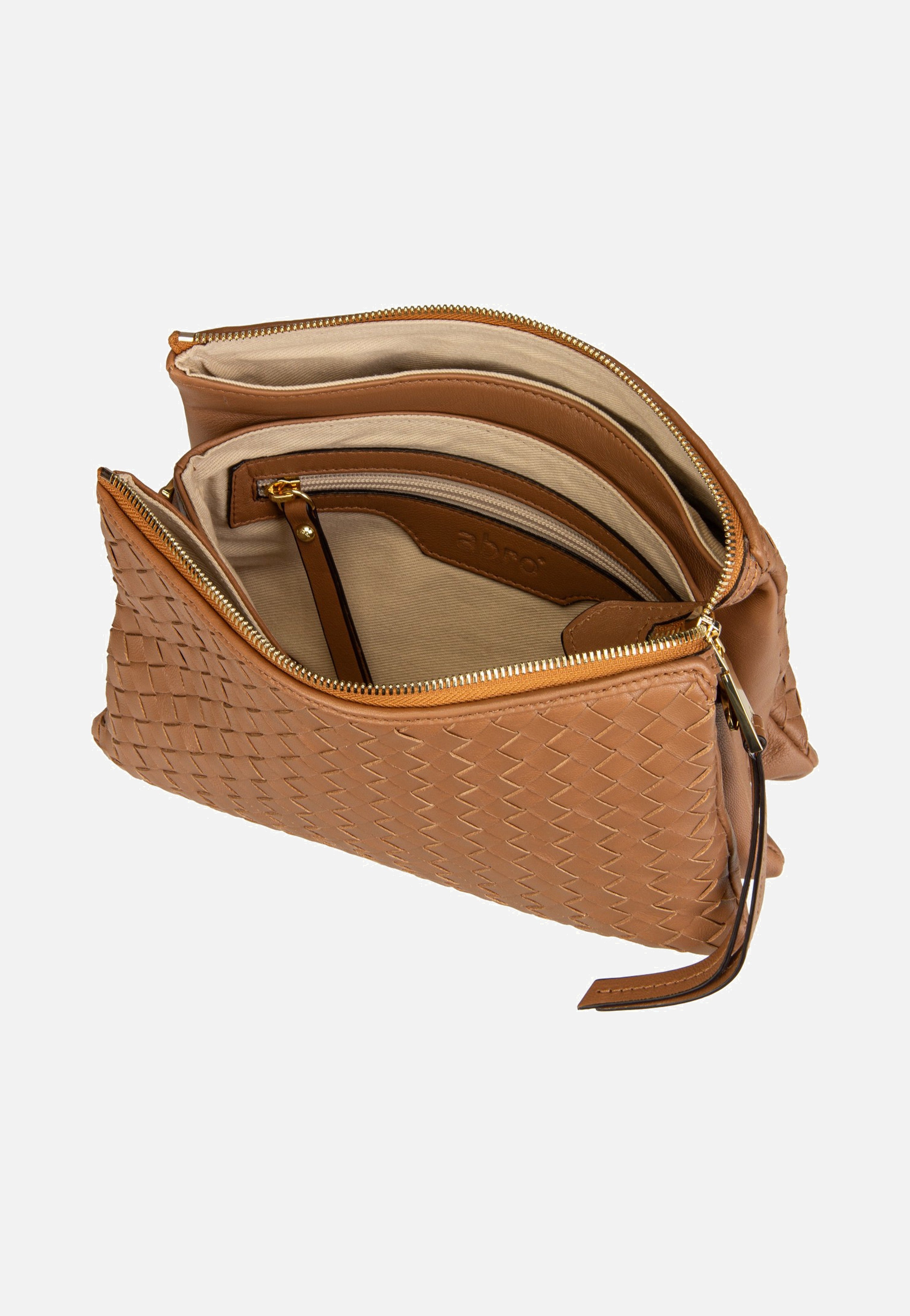 abro Threefold Piuma Weaving Cuoio Crossbody Bag