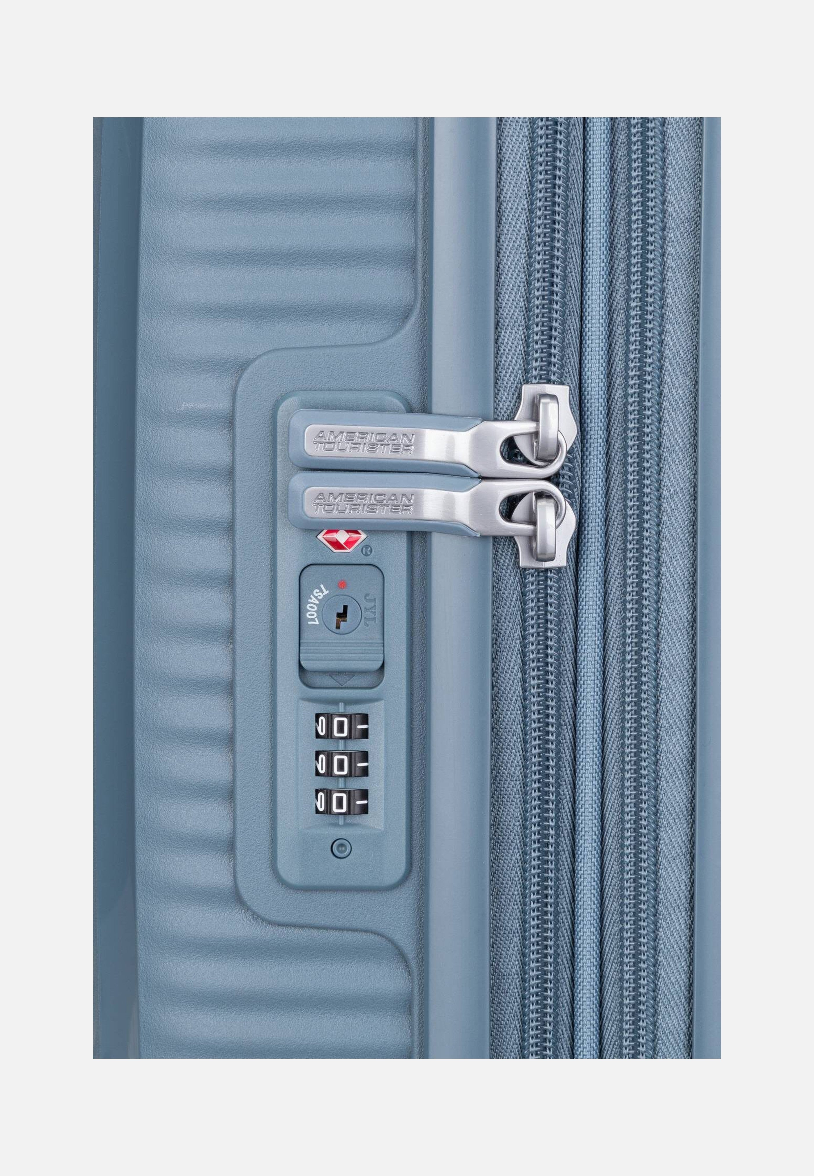 American Tourister SoundBox Spinner 55 EXP Stone Blue Suitcase