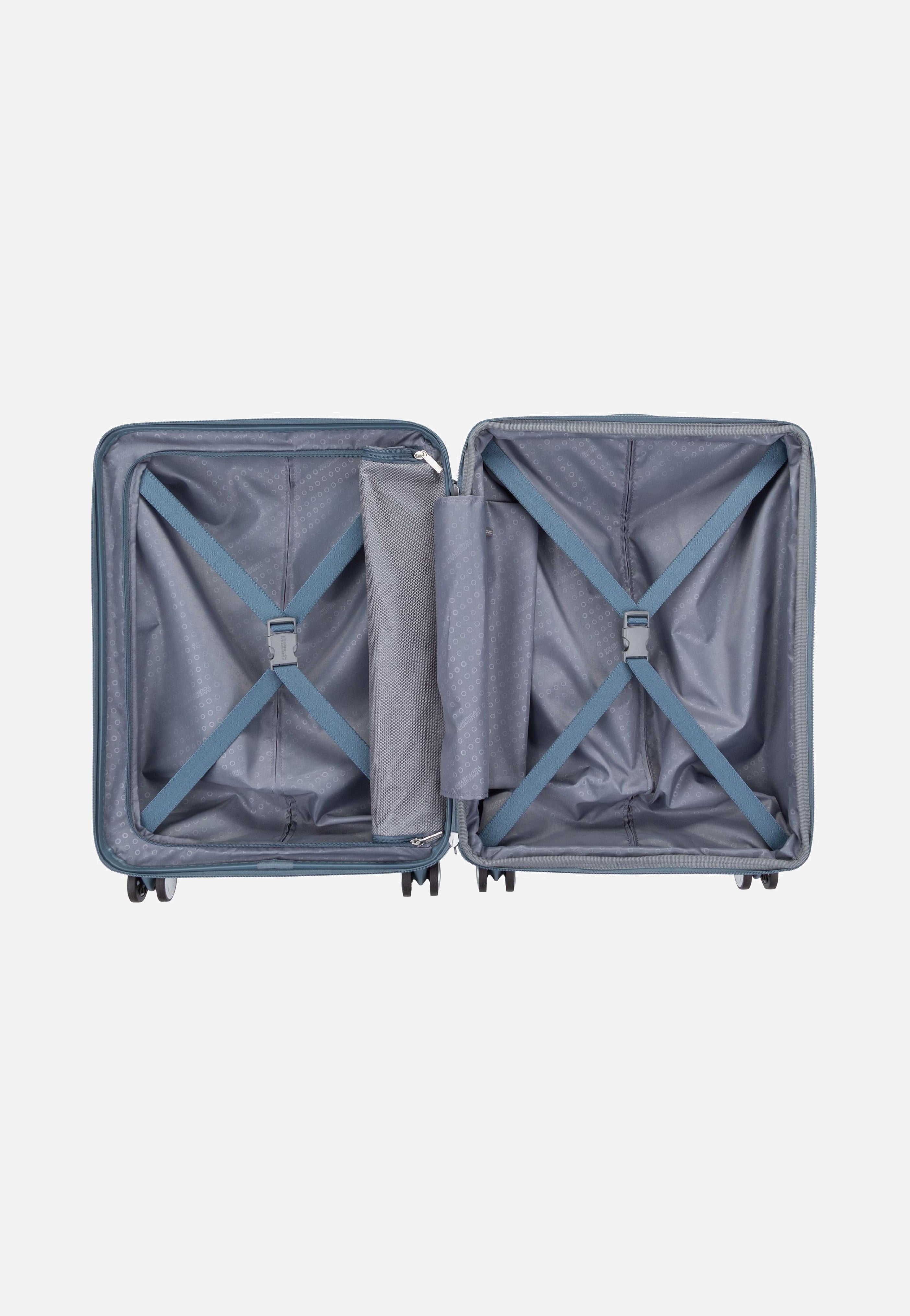American Tourister SoundBox Spinner 55 EXP Stone Blue Suitcase