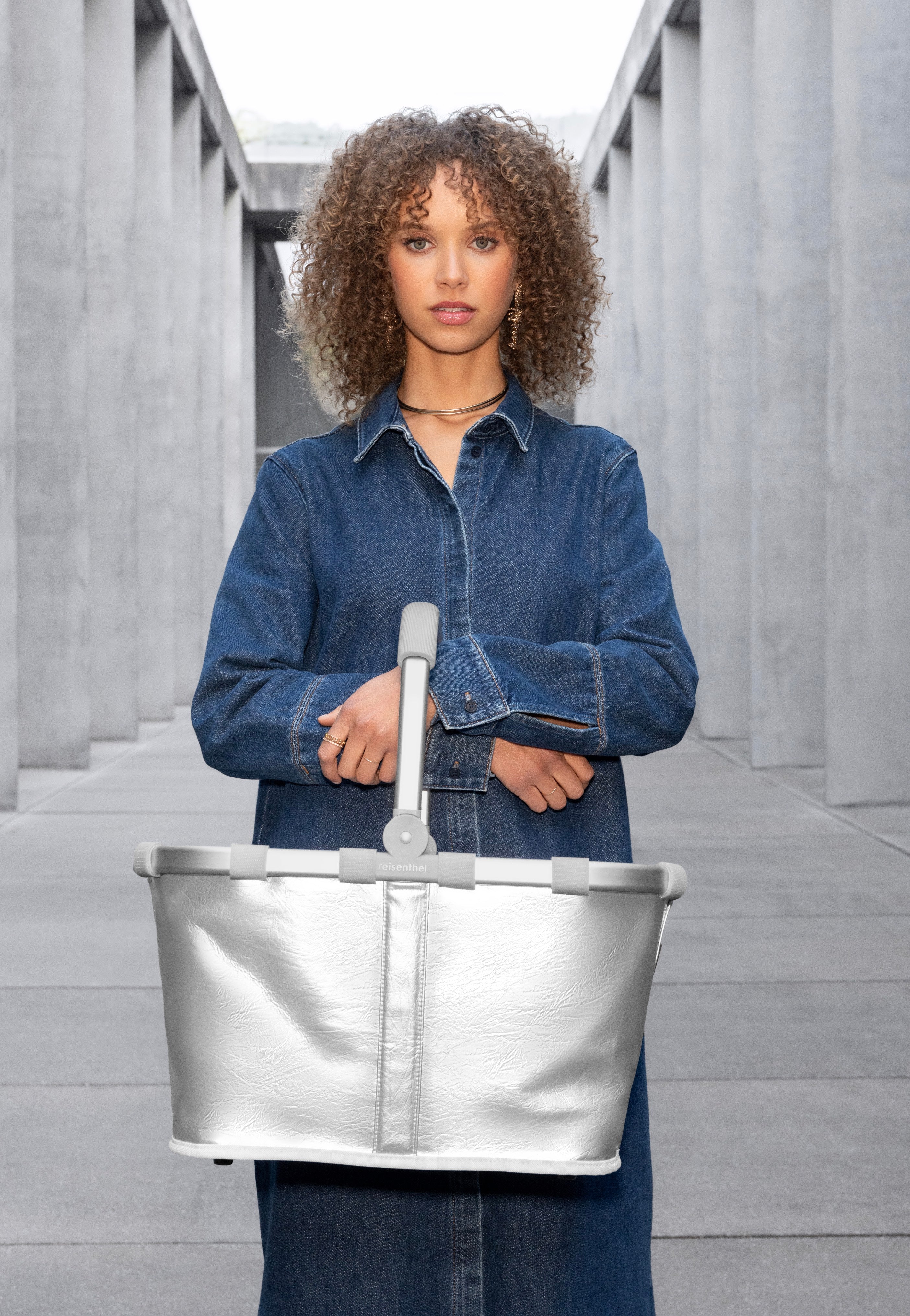 reisenthel Carrybag Silver Crackle Shopping Basket