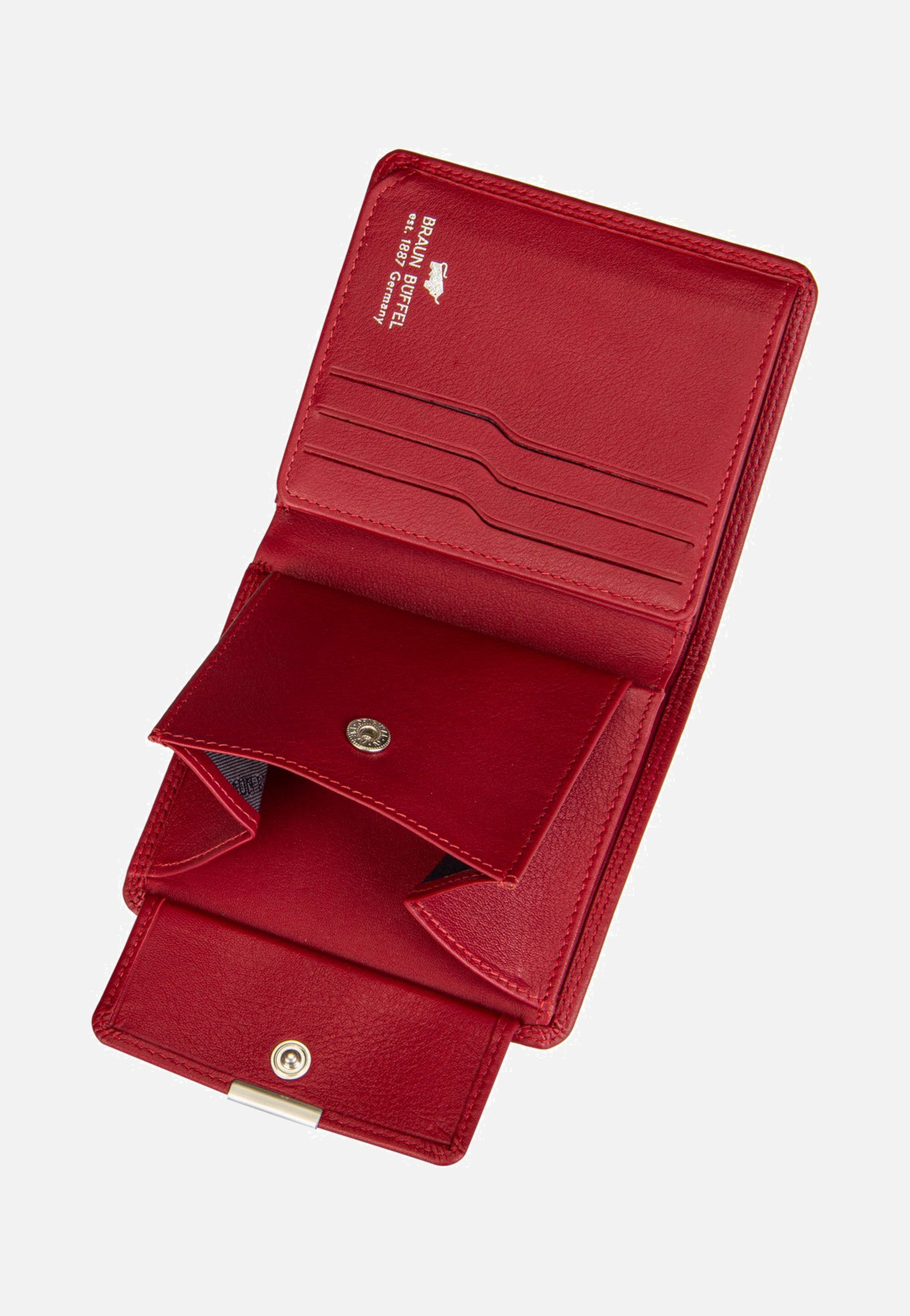 Braun Büffel Golf RFID Coin Wallet Carré 6Cs Red Wallet