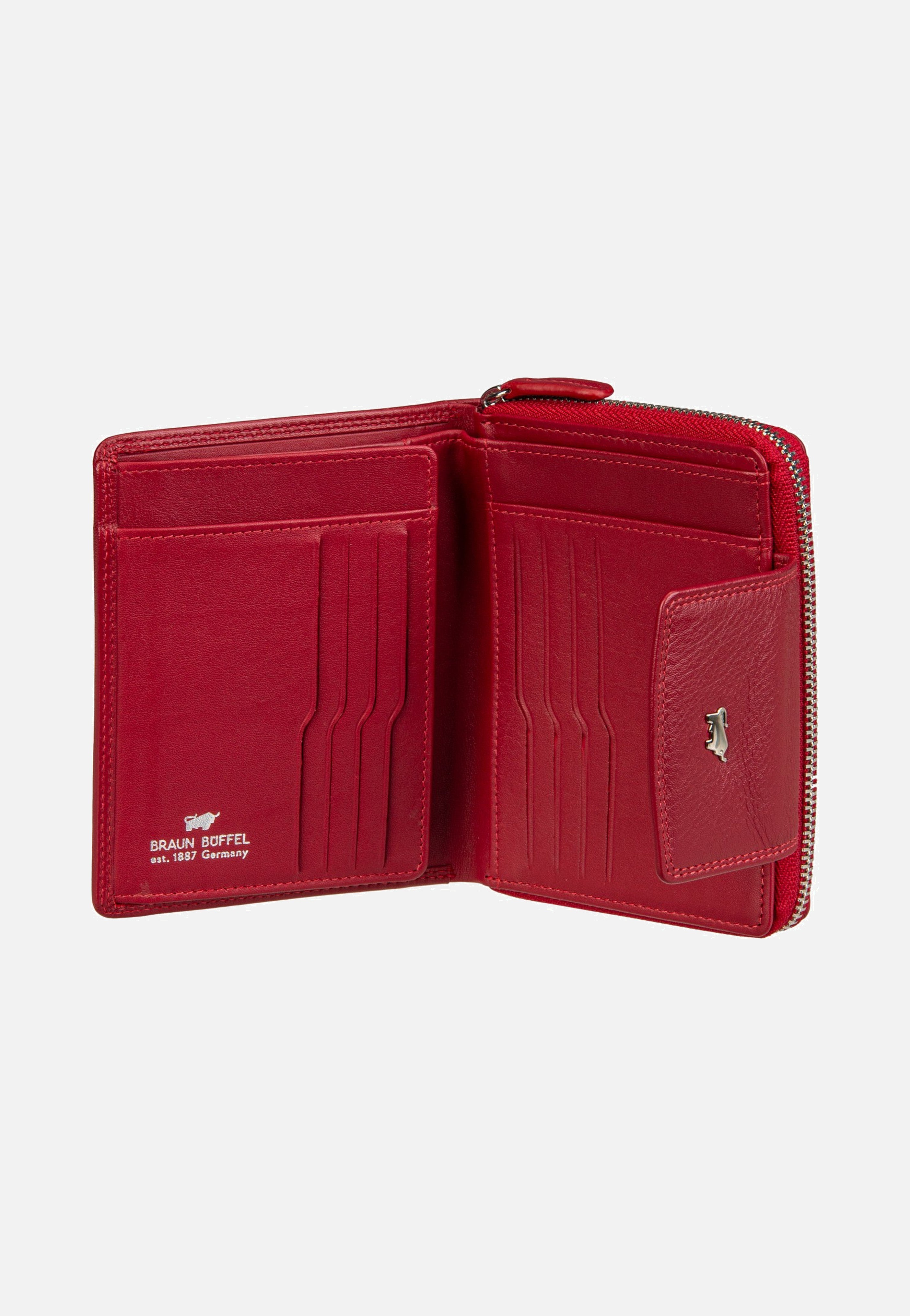 Braun Büffel Golf RFID Zip-Wallet M 12Cs Red Wallet