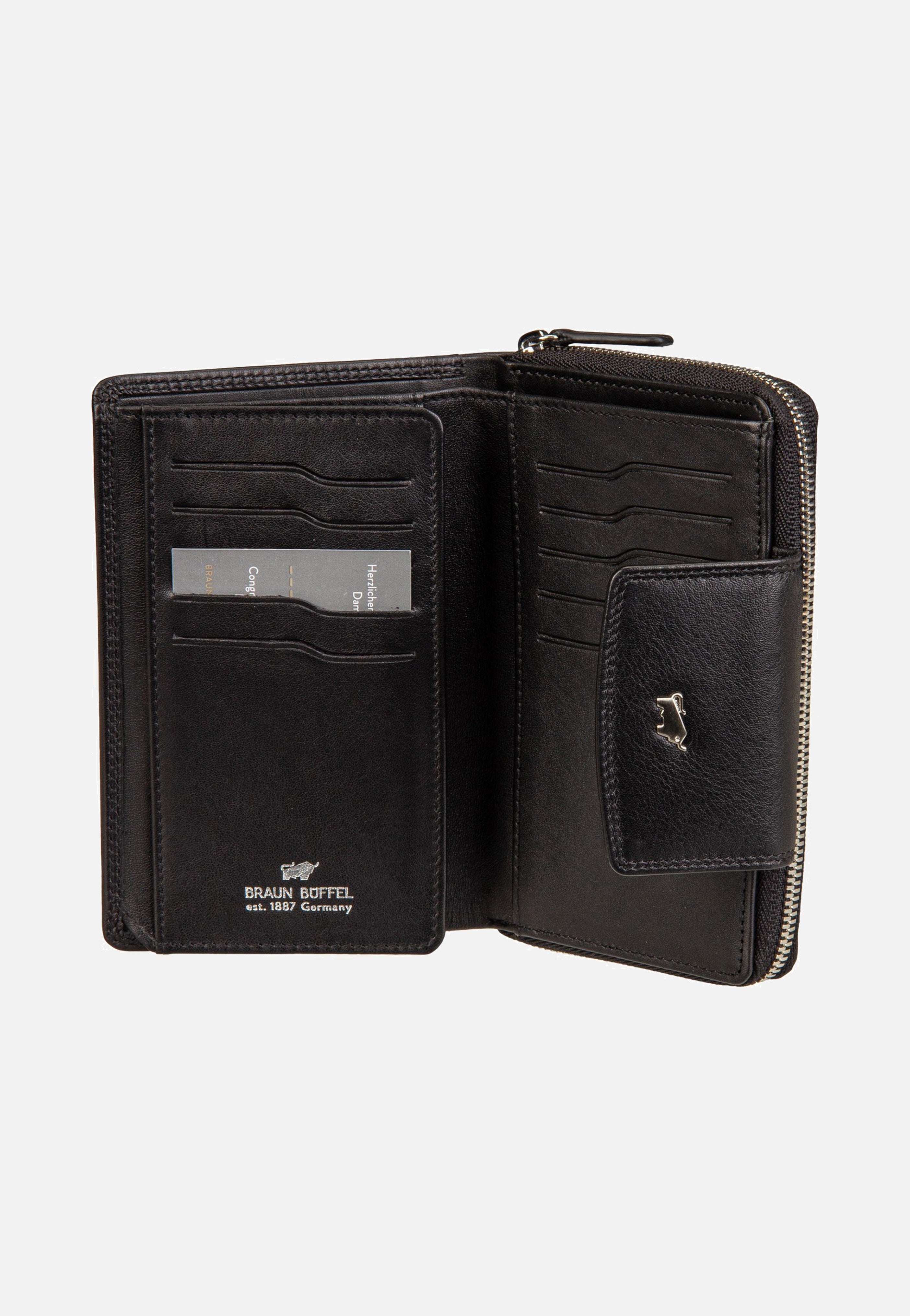 Braun Büffel Golf RFID Zip-Wallet M 15Cs Black Wallet