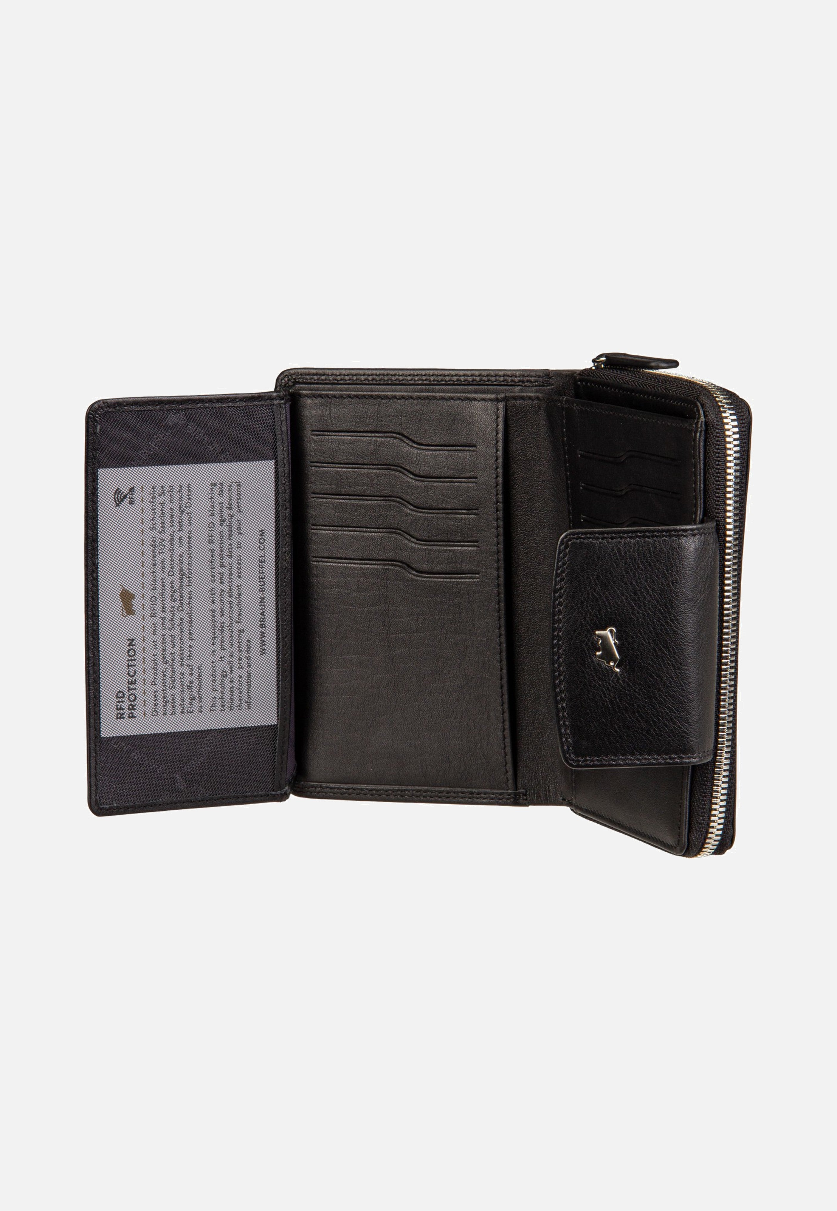 Braun Büffel Golf RFID Zip-Wallet M 15Cs Black Wallet