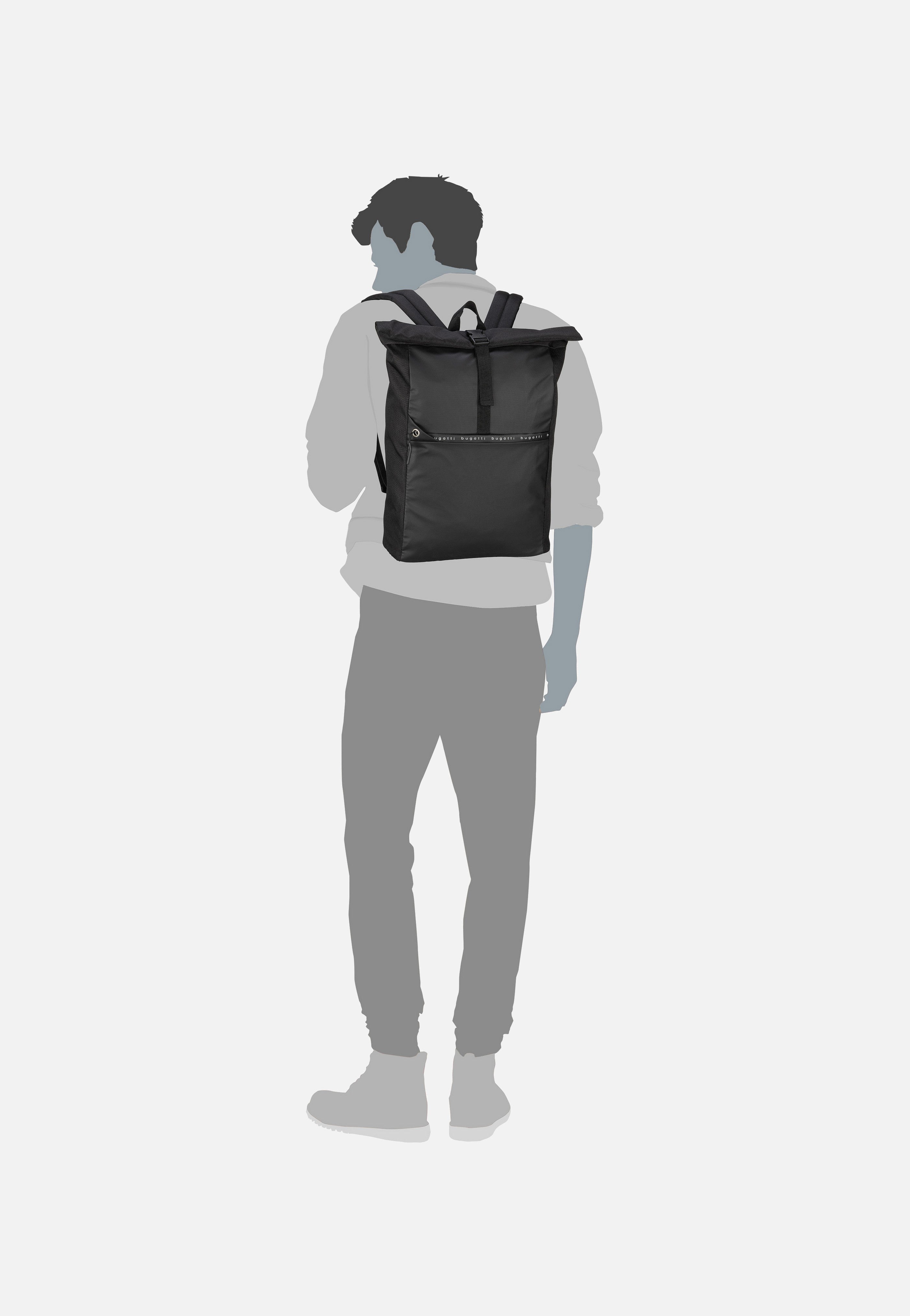 Bugatti Blanc DeLight Backpack with Rolltop Schwarz Rolltop Backpack